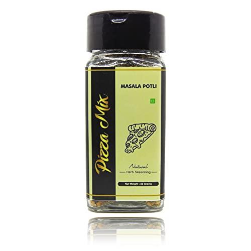 MASALA POTLI Masala Potli Dried Mixed Herbs Multipurpose Pizza Pasta Italian Seasoning for Cooking, Garnishing (Pizza & Pasta Seasoning, Sprinkle Glass Packing - 55 Grams)