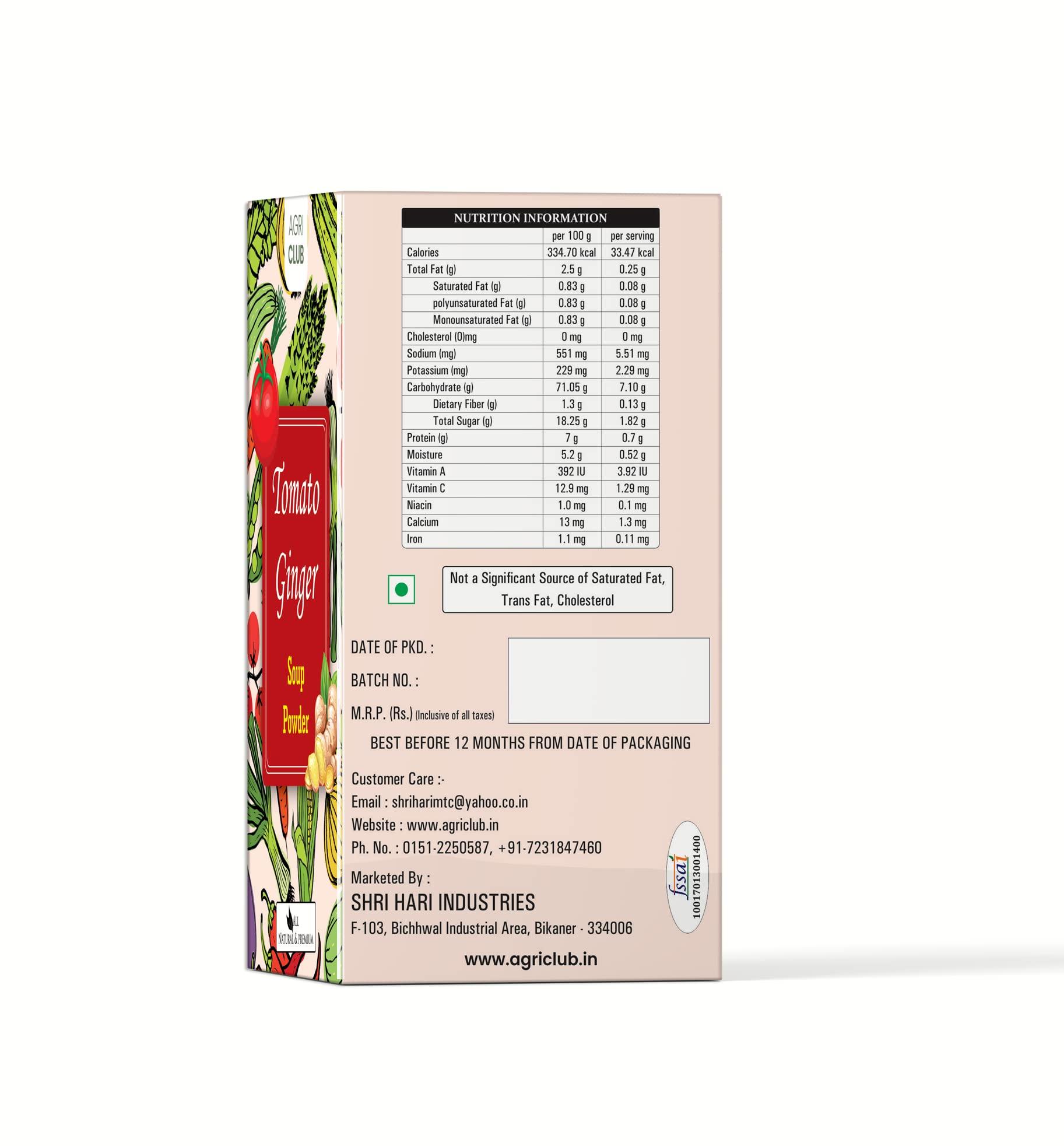 AGRI CLUB Agri Club Instant Tomato Ginger Soup Powder 15 Sachets, Each 15gm