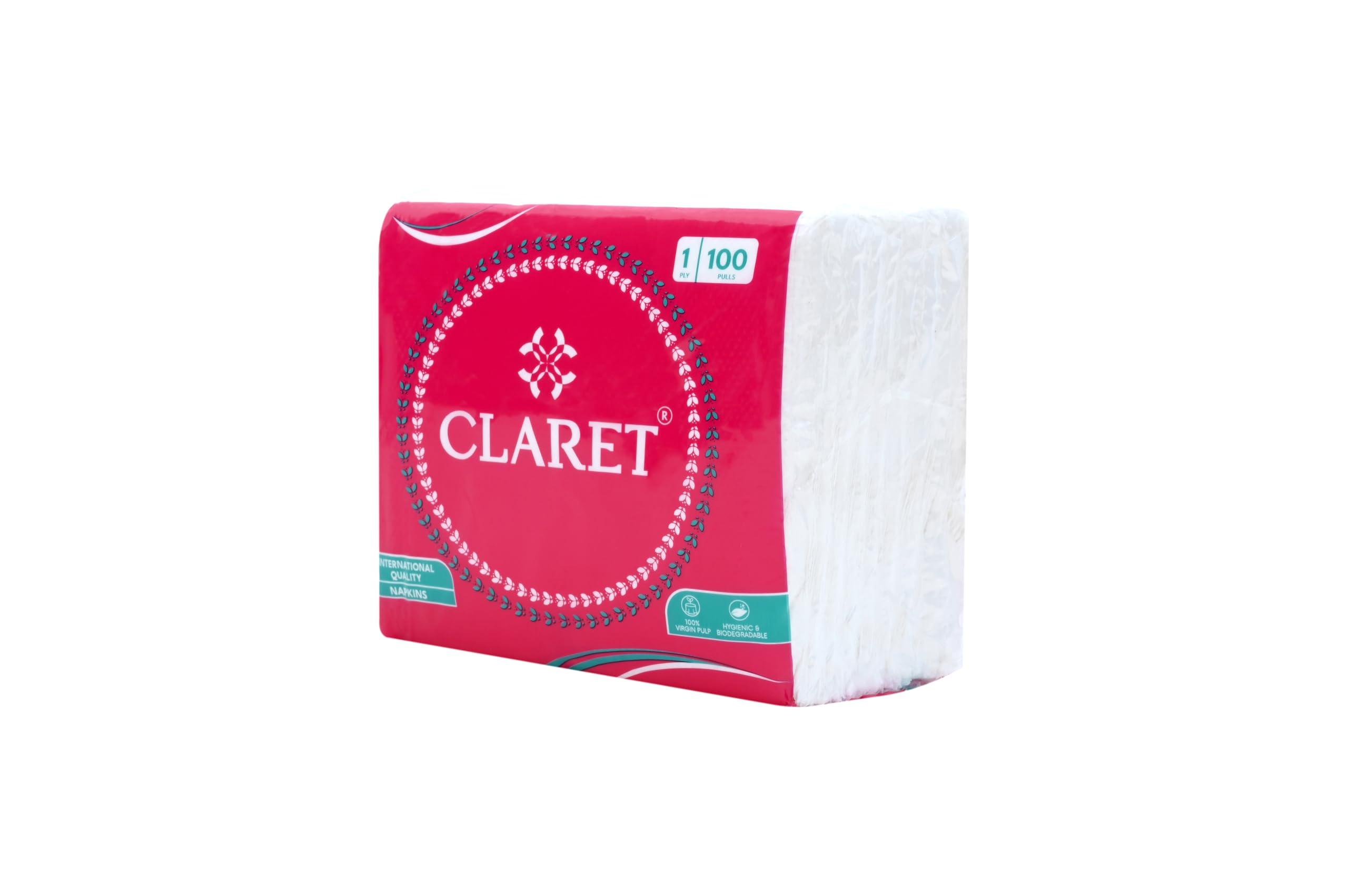 CLARET Claret Soft Napkins 27x30 cm - 100 Sheets 1-Ply, Highly Absorbent & Super Soft - Perfect for Home, Restaurants, Office & Daily Use - Pack of 3 (Pink)