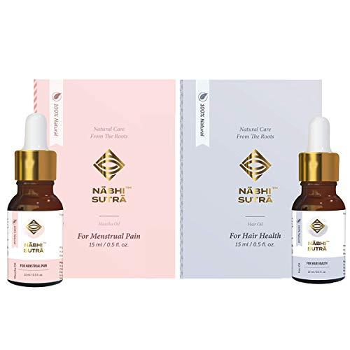 Nabhi Sutra Nabhi Sutra Hair Growth Support Oil - Hair Fall, Dandruff Control Oil + Period/Menstrual pain Relief Oil - | Instant Relief from Menstrual Cramps for women - Belly Button OIl