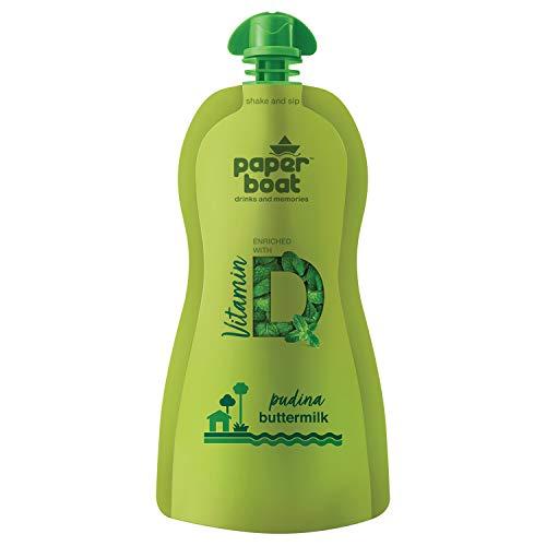 Paper Boat Paper Boat Pudina Buttermilk, Vitamin D, Vitamin B12, No Added Sugar (Pack of 6, 250ml Each) + Thandai, Milk Beverage, No Added and Colours (Pack of 6, 180ml each) No Preservatives