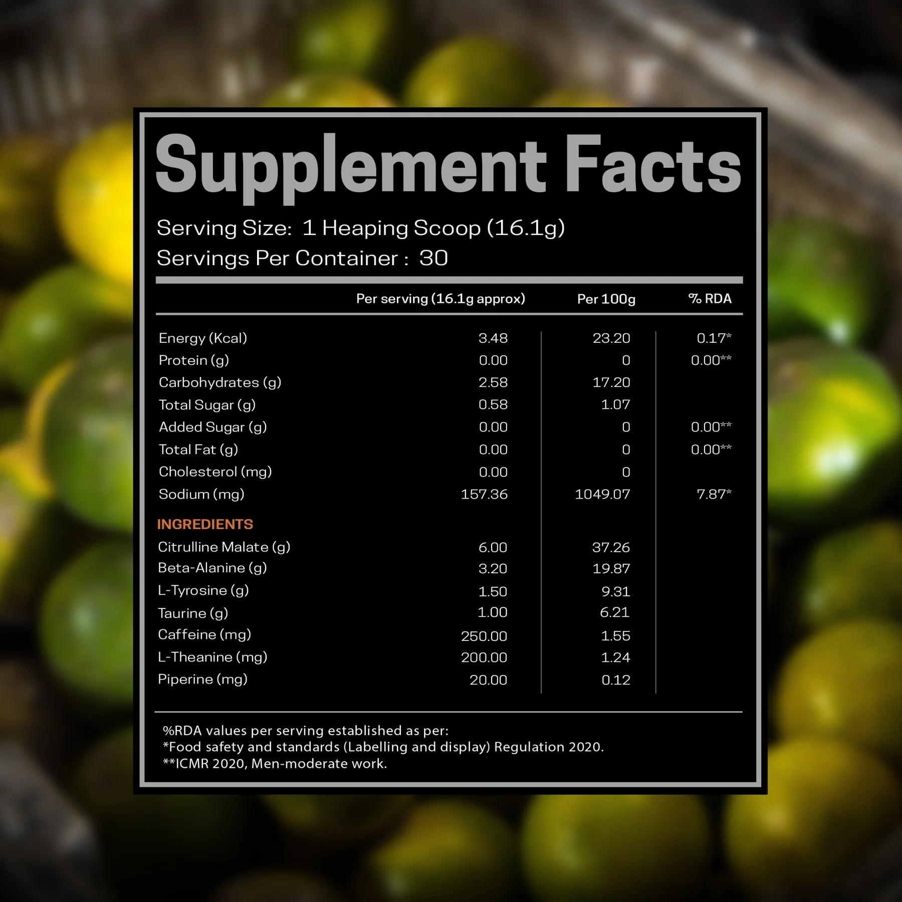 Fuelled Fuelled DRIVN Pre-Workout (483 g, 30 Servings) 3.2 g Beta Alanine 250 mg Caffeine, 6 g Citrulline Malate/Improve Exercise Performance, Focus, Strength and Endurance (Masala Lemonade)