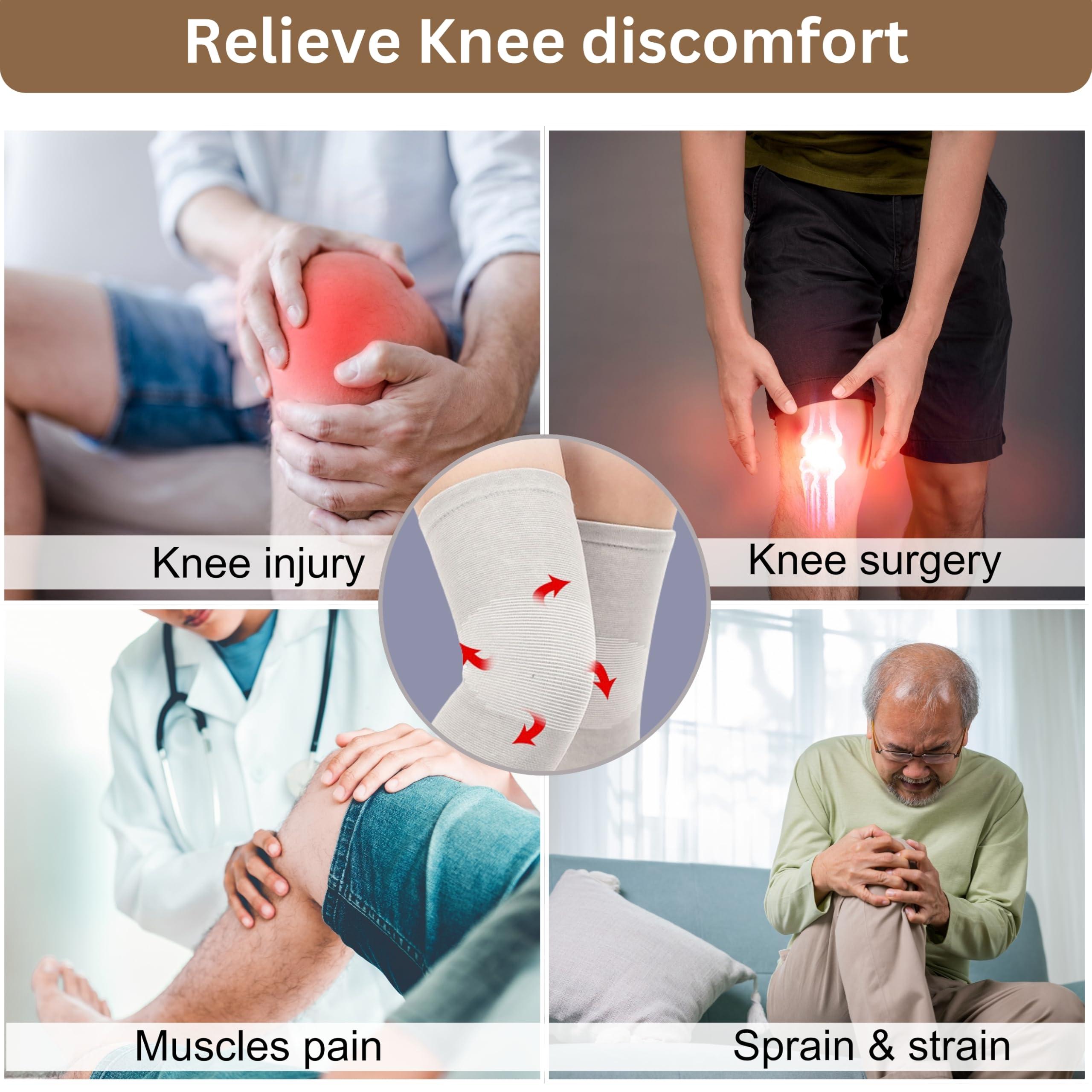 Wonder Care Wonder Care Bamboo Knee Sleeves for Men/Women, Knee Support for Running, Gym, Badminton, Sports, Compression Knee Sleeves, Perfect Knee Brace for Knee Pain and Enhanced Comfort (Large)