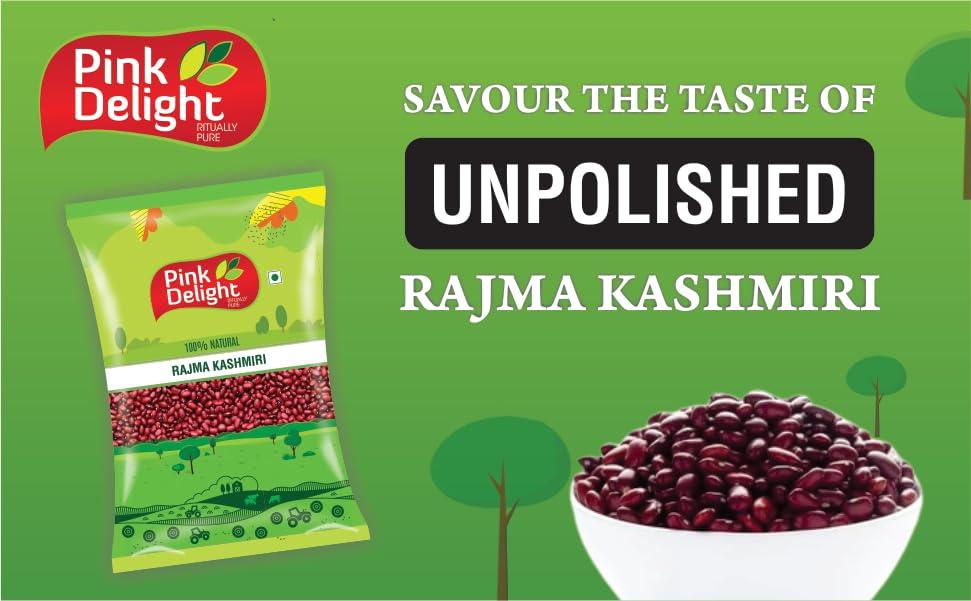 Pink Delight Pink Delight Unpolished Red Rajma (Big) | Big Kidney Beans | Gluten Free | Unpolished | 1 Kg