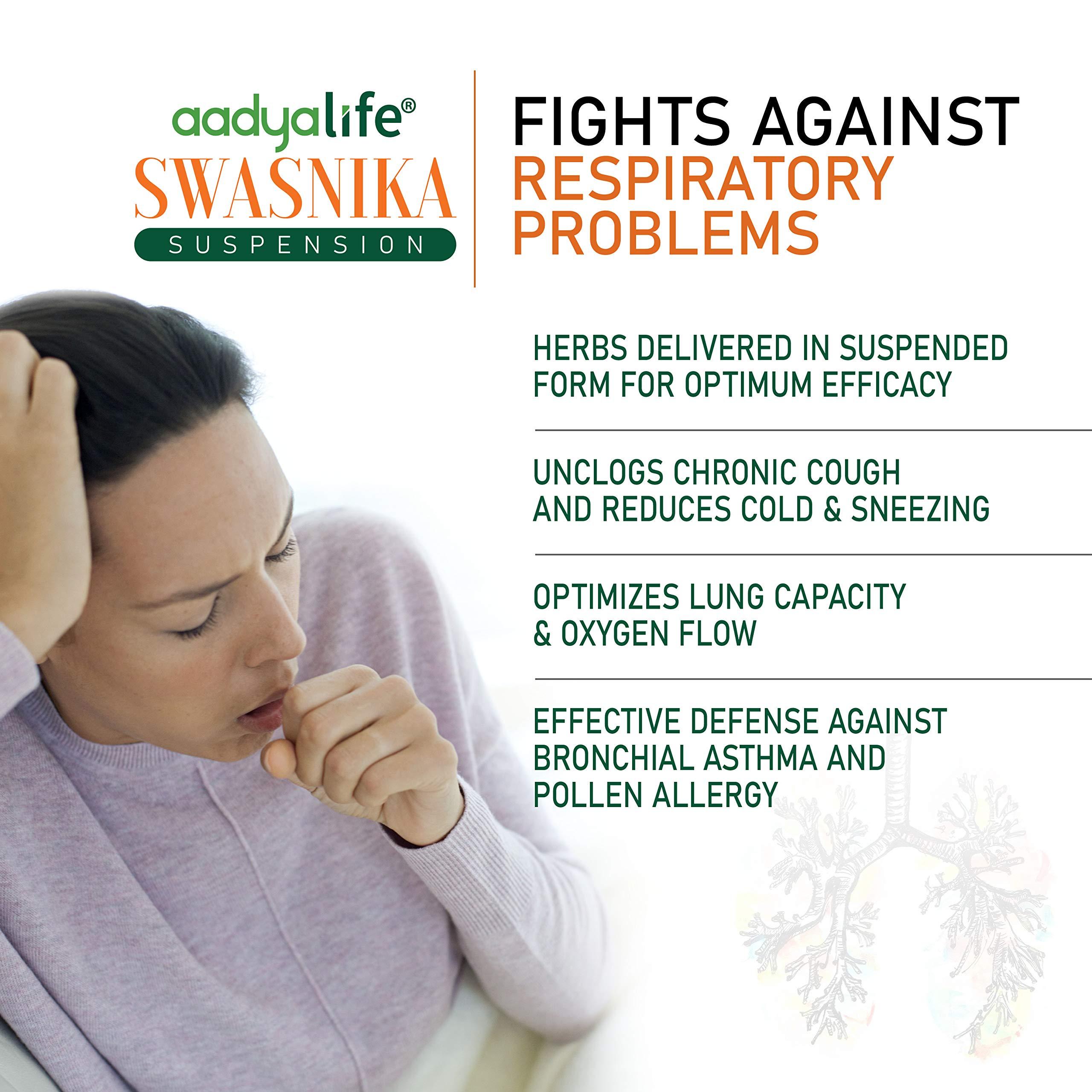 AADYA LIFE AADYA LIFE Swasnika Suspension -6 Fl Oz-Lungs Tonic (Pack of 2) | Cough Syrup With Goodness of Tulsi, Dalchini, Mulethi & Ginger | Supports Respiratory Health | Relieves Cough & Cold