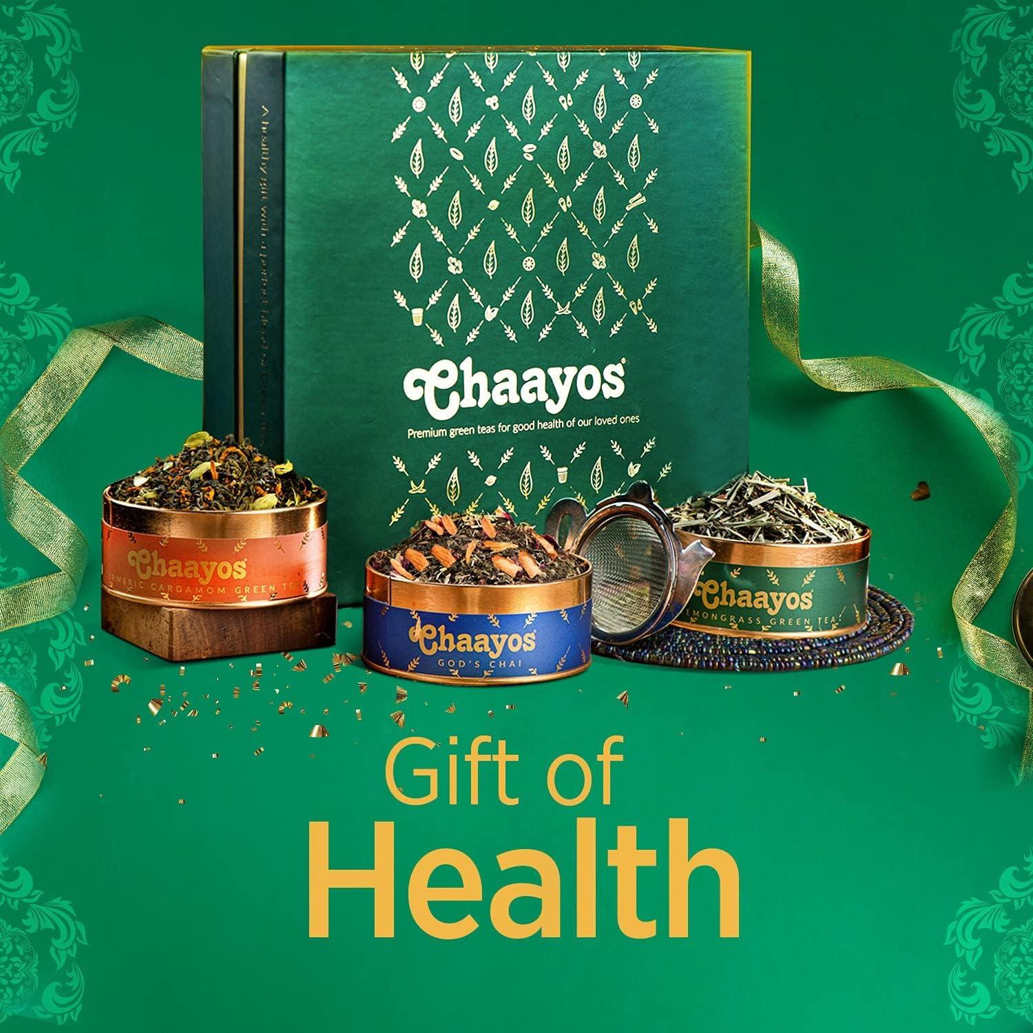 Chaayos Chaayos Premium Rakhi Gift Hampers | Contains Cinnamon, Turmeric Cardamom & Lemongrass Green Teas | Whole Leaf Tea Set | Gift Hamper for Family and Friends | Luxury Rakshabandhan gift set | Raksha Bandhan Gift