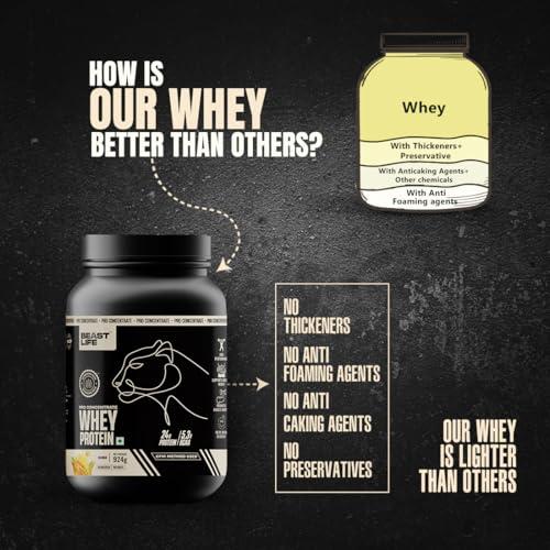 BEASTLIFE BeastLife Whey Protein Powder Mango With Ultrasorb Tech,24G Protein,5.5G Bcaa,Sports Nutrition|High Absorbtion Fuels Muscle|Speed Recovery For Men & Women (29 Serving (Pack of 1), Mango)