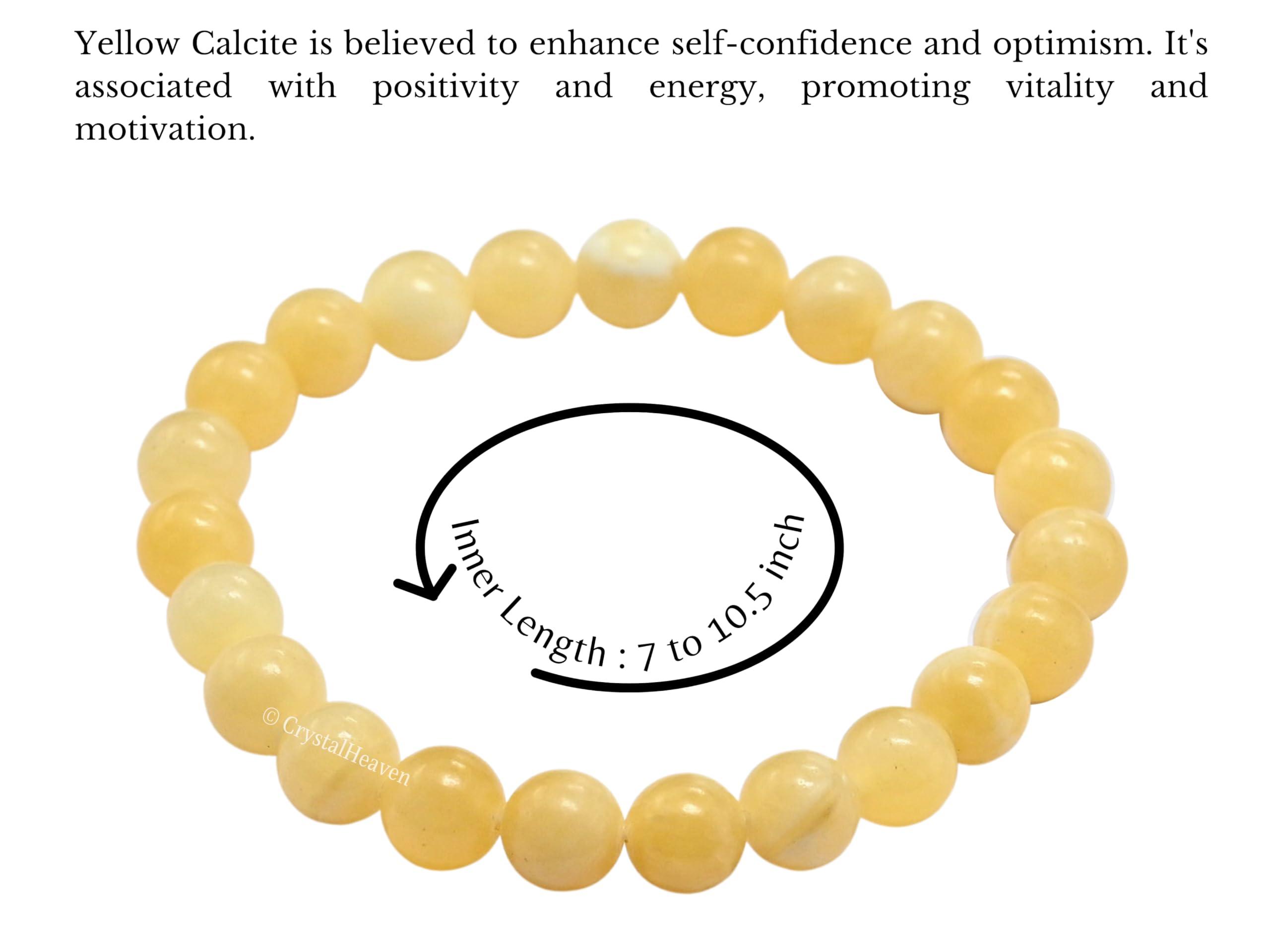 Crystal Heaven Certified Yellow Calcite Bracelet for Women Men with Healing Crystal and Reiki Stone - Beautiful Gemstone Beaded Bracelet for Balance, Harmony & Positive Energy