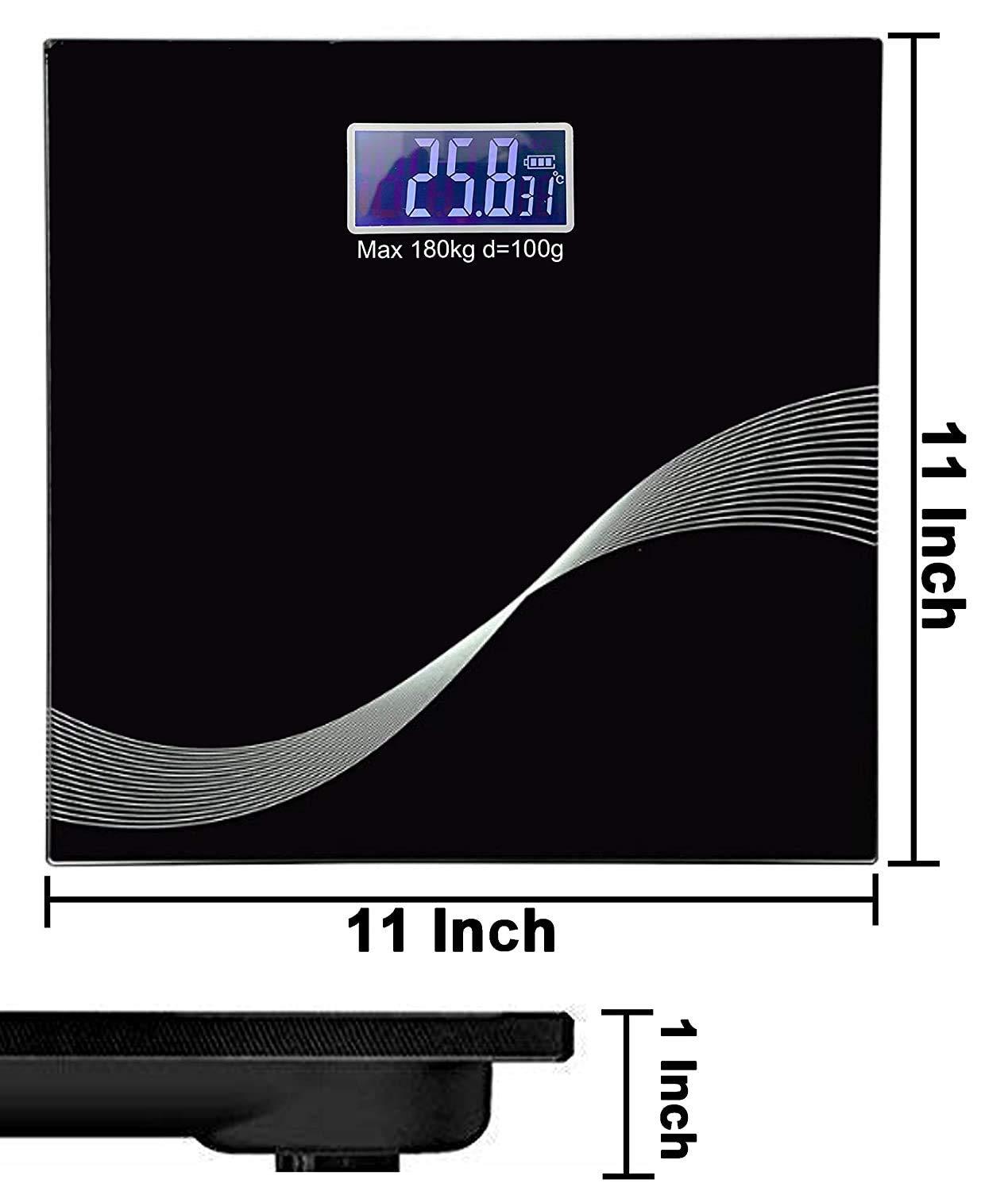 Vroxy Vroxy Digital Personal Body Weighing Scale, Best Electronic Bathroom Scales & Weight Machine for Home & Human Balance with Room Temperature Indicator (Large, 11x11 inch, 180Kg Capacity)