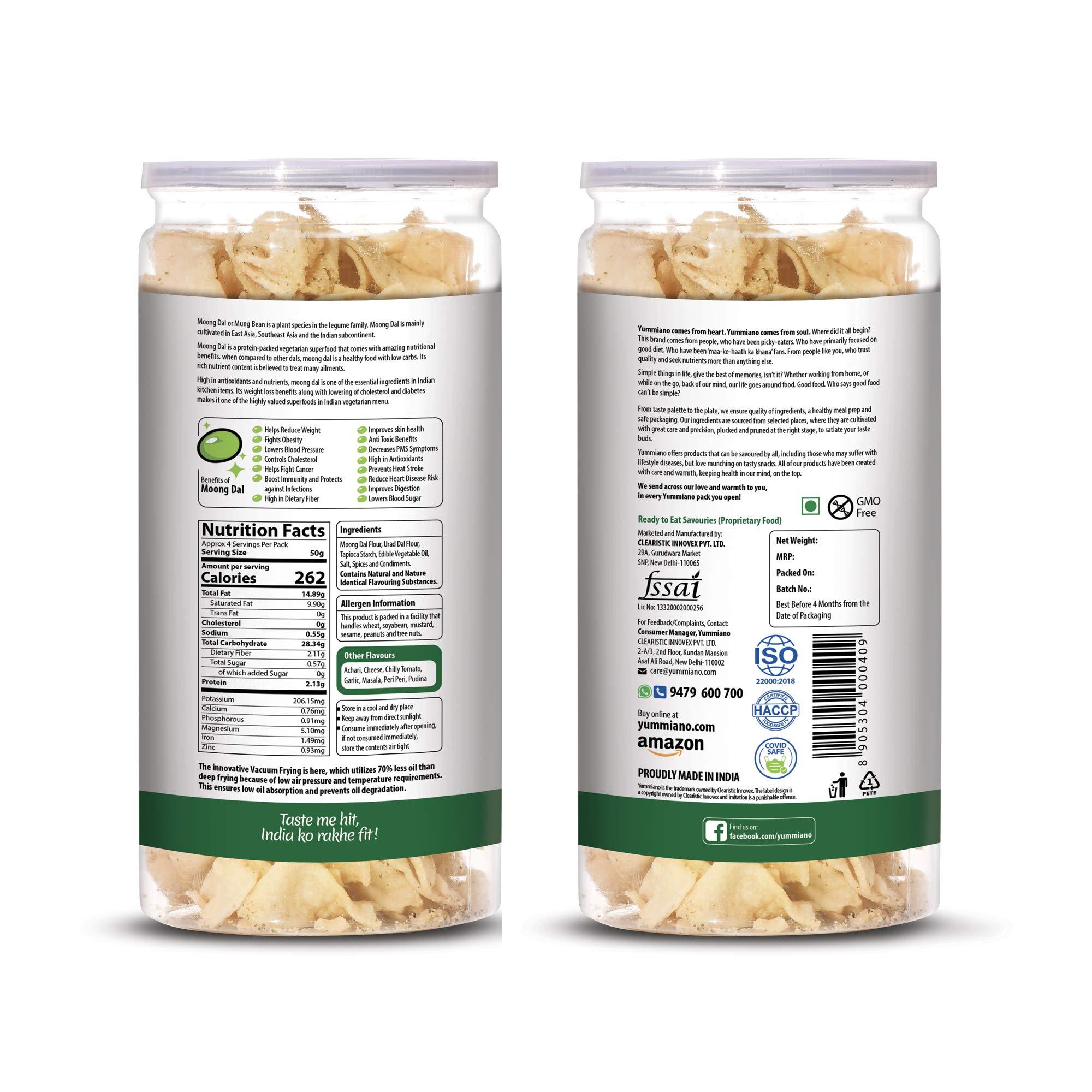 Yummiano Yummiano® Gluten Free Healthy Snacks Combo - Lite (Moong Dal Chips Garlic and Multi Chiwda) - Combined Weight: 300g