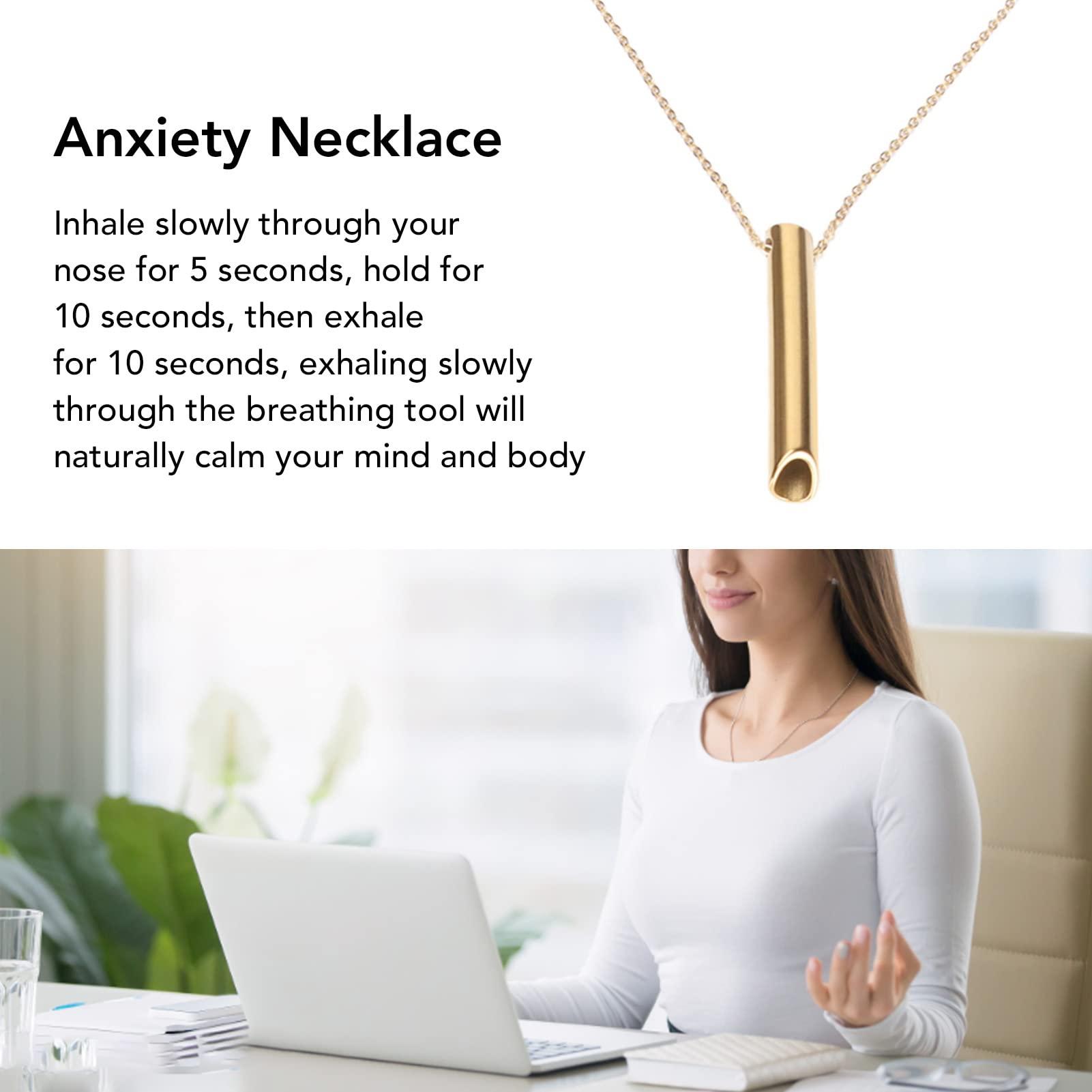 Folanda Anxiety Whistle Necklace, Stress Relief Mindful Breathing Necklace, Deep Breathing Tool for Anxiety Relief, Breathing Exercises, Meditation, Relaxation Calming Down, Slowing The Breath(3#)