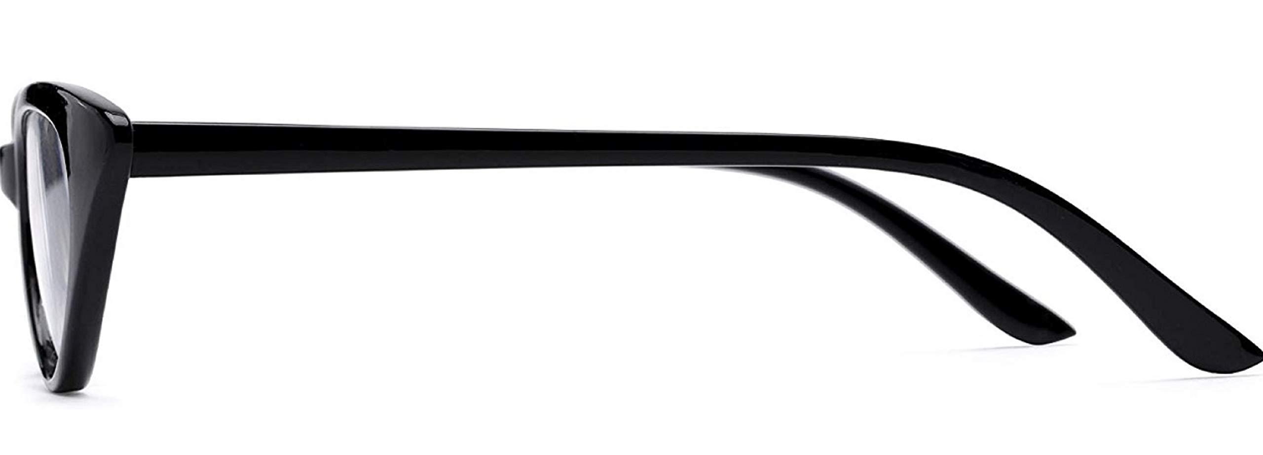 Readers Readers The Brit Cat Eye Reading Glasses Full Frame Readers for Women +1.75 Black (1 Microfiber Cleaning Pouch Included)