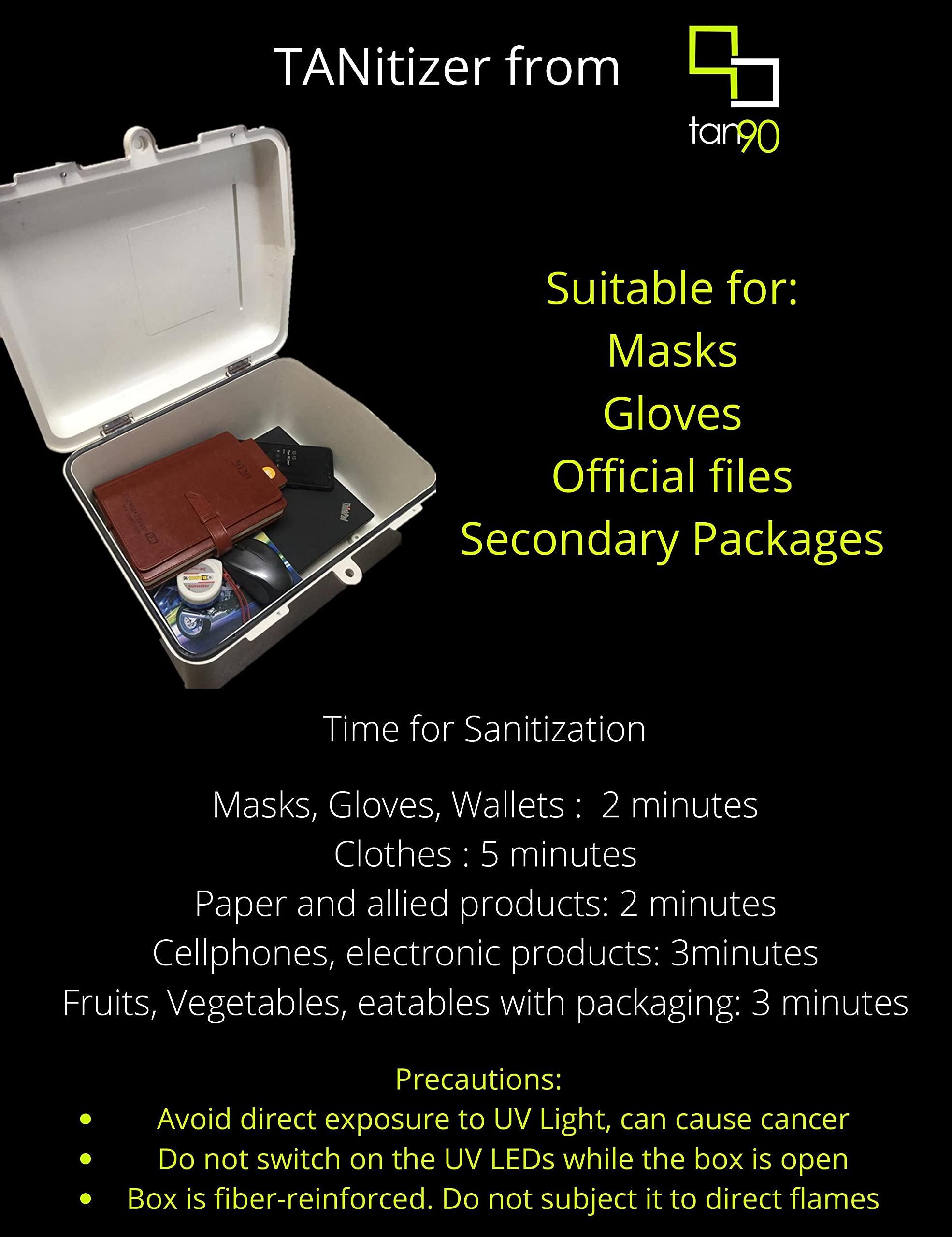 Prnik Tan90 TANITIZER UV Sanitizer, Portable UV Sterilizer Box 99.9% Sterilization for Cell Phone, Makeup Tools, Keys, Glasses, Multi-Function Mobile Phone Toothbrush Cleaning Box