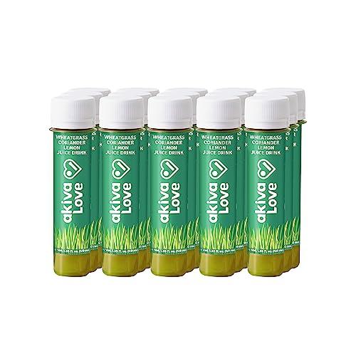 AKIVA LOVE Akiva Love Wheatgrass Lemon Coriander Blood Purification Shots | Feel Fresh with Green Cleanse | Blood Purification & Full Body Detox | Pack of 30 | Natural, Ayurvedic, Ready To Drink | 2oz |