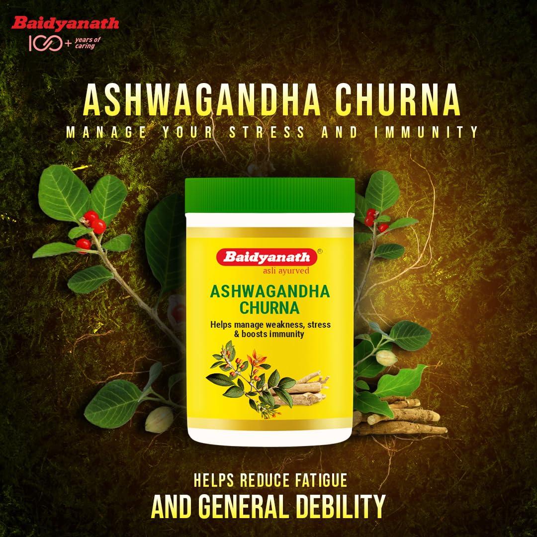 Baidyanath Baidyanath Ashwagandha Churna | Helps Boost Strength, Stamina & Energy | Stress Relief | Made with 100% Pure Ashwagandha - 100g (Pack of 2)