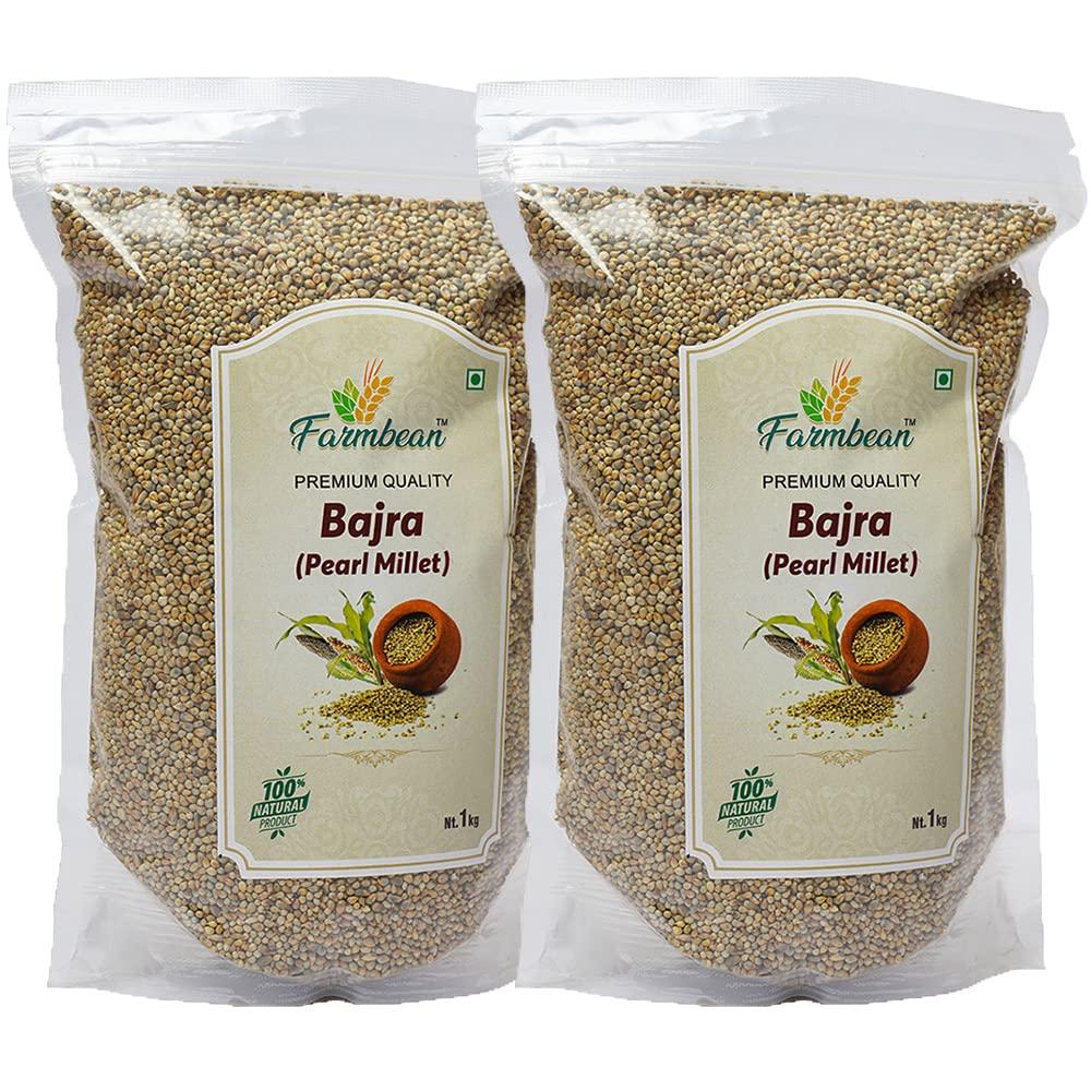 Farmbean Farmbean Raw Bajra/Pearl Millet Seeds for Eating, Healthy Seeds Unroasted Bajra/Pearl Millet Seeds, Raw and Unsalted - 2 KG
