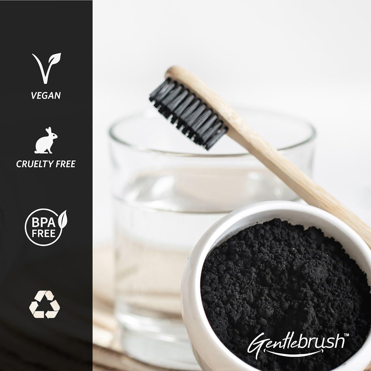 THE MOUTH COMPANY The Mouth Company Bamboo Toothbrush for Adults & Kids, Flat Handle Gentlebrush with BPA free Charcoal Activated Soft Bristles, Biodegradable, Anti-Bacterial & Eco-friendly (Pack of 3)