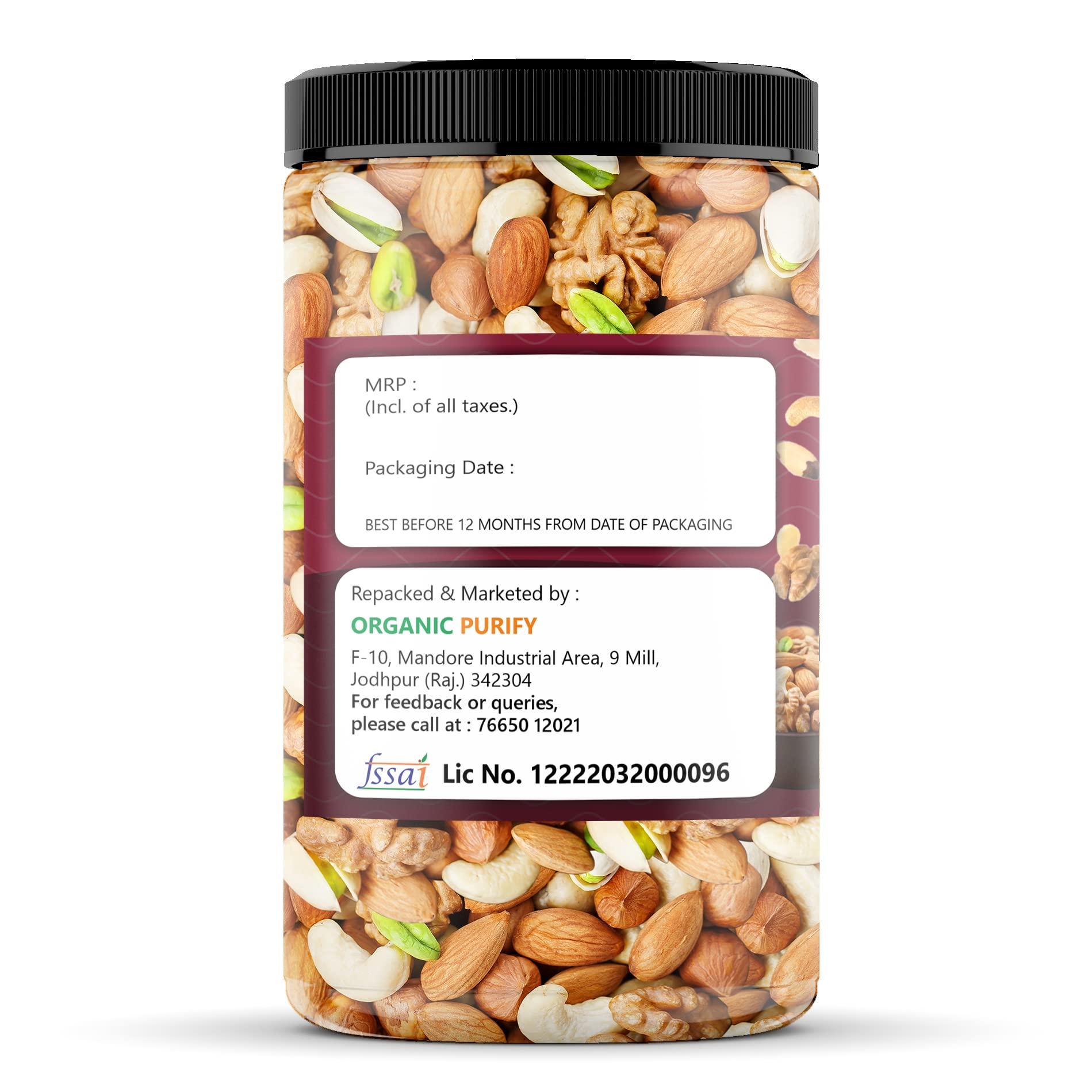 Organic Purify Organic Purify Mom's Superfoood Mixed Nuts Dry Fruits Jar Pack - [Almonds, Cashew, Kishmish, Apricot, Black Raisins, Kiwi] Jar Pack 1 Kg Healthy Snack Approved by Mothers