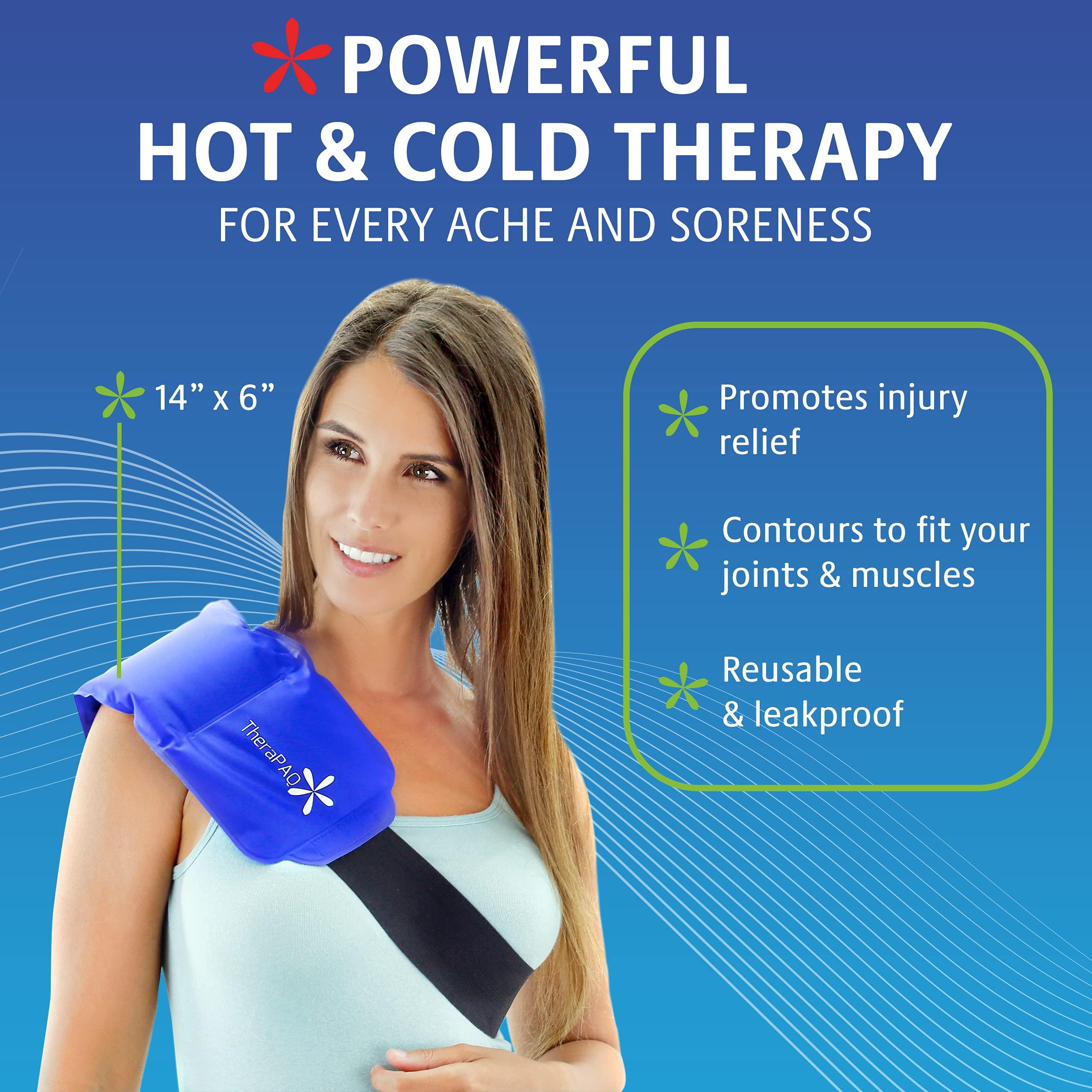 TheraPAQ Flexible Ice Pack with Wrap for Hot & Cold Therapy - Reusable Gel Pack for Pain Relief | Great as Heat or Ice Pack for Back Waist Shoulder Neck Ankle Calves and Hip (Large-size pack: 14 X 6 )