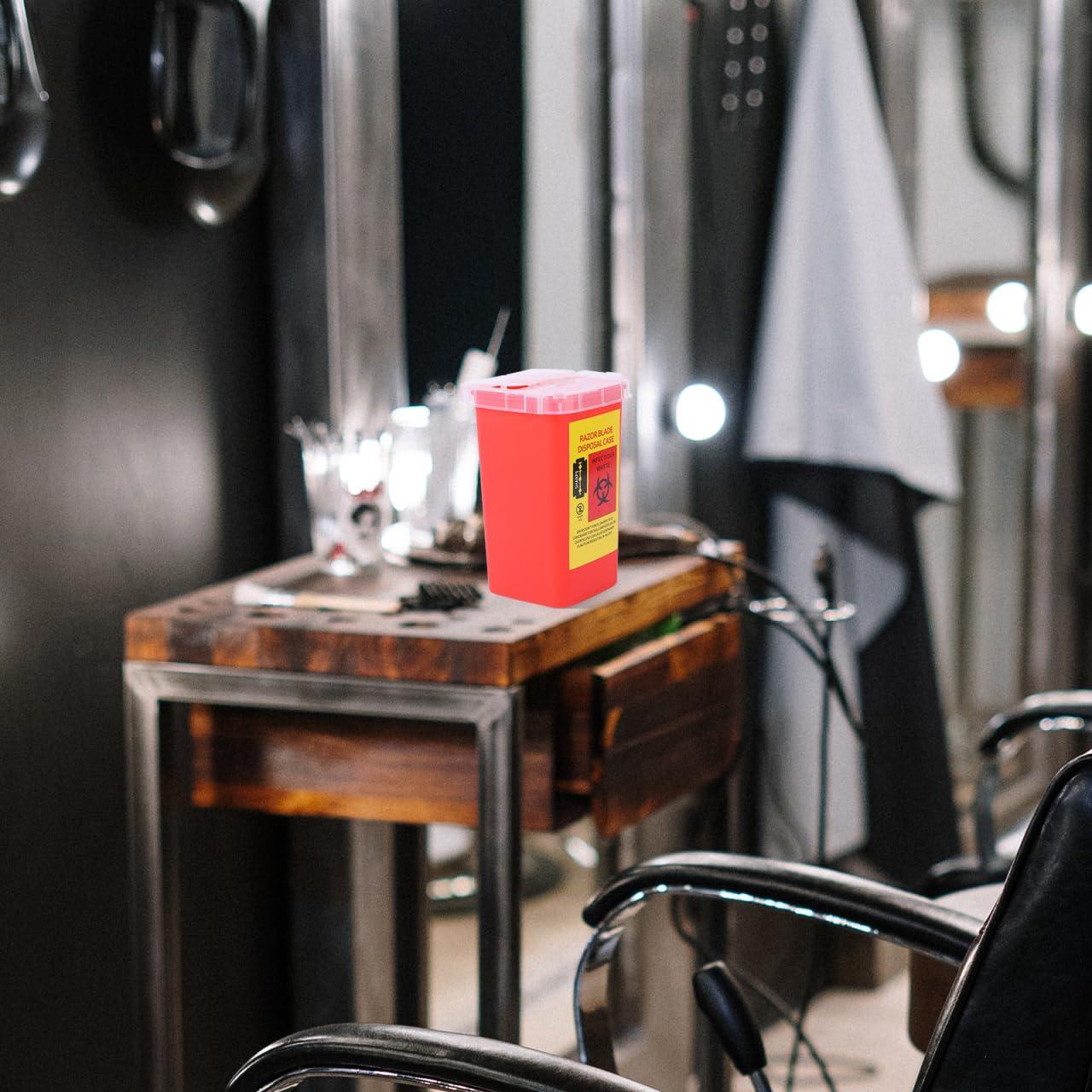 Minkissy Minkissy Blade Dispenser Case Razor Blade Disposal Case Barber Shop Storage Bank Container for Used Razor Blades Red