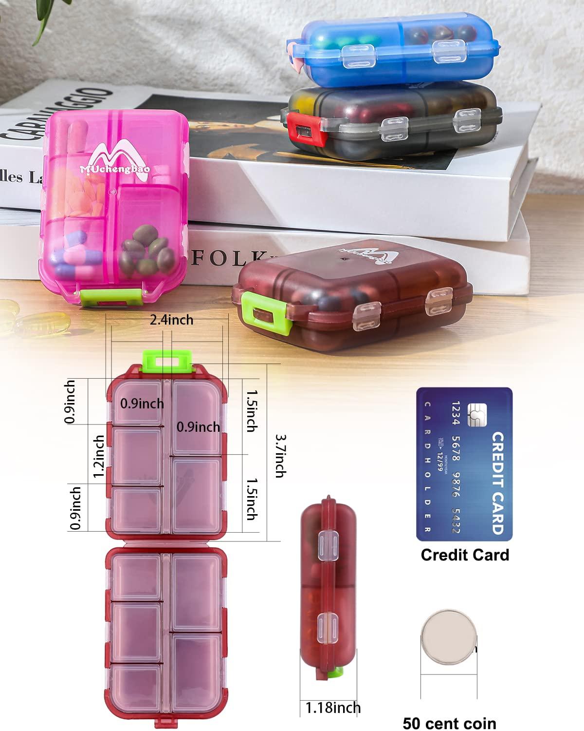 M MUCHENGBAO 4 Pack Pill Case Portable Small Weekly Travel Pill Organizer Portable Pocket Pill Box Dispenser for Purse Vitamin Fish Oil Compartments Container Medicine Box by Muchengbao