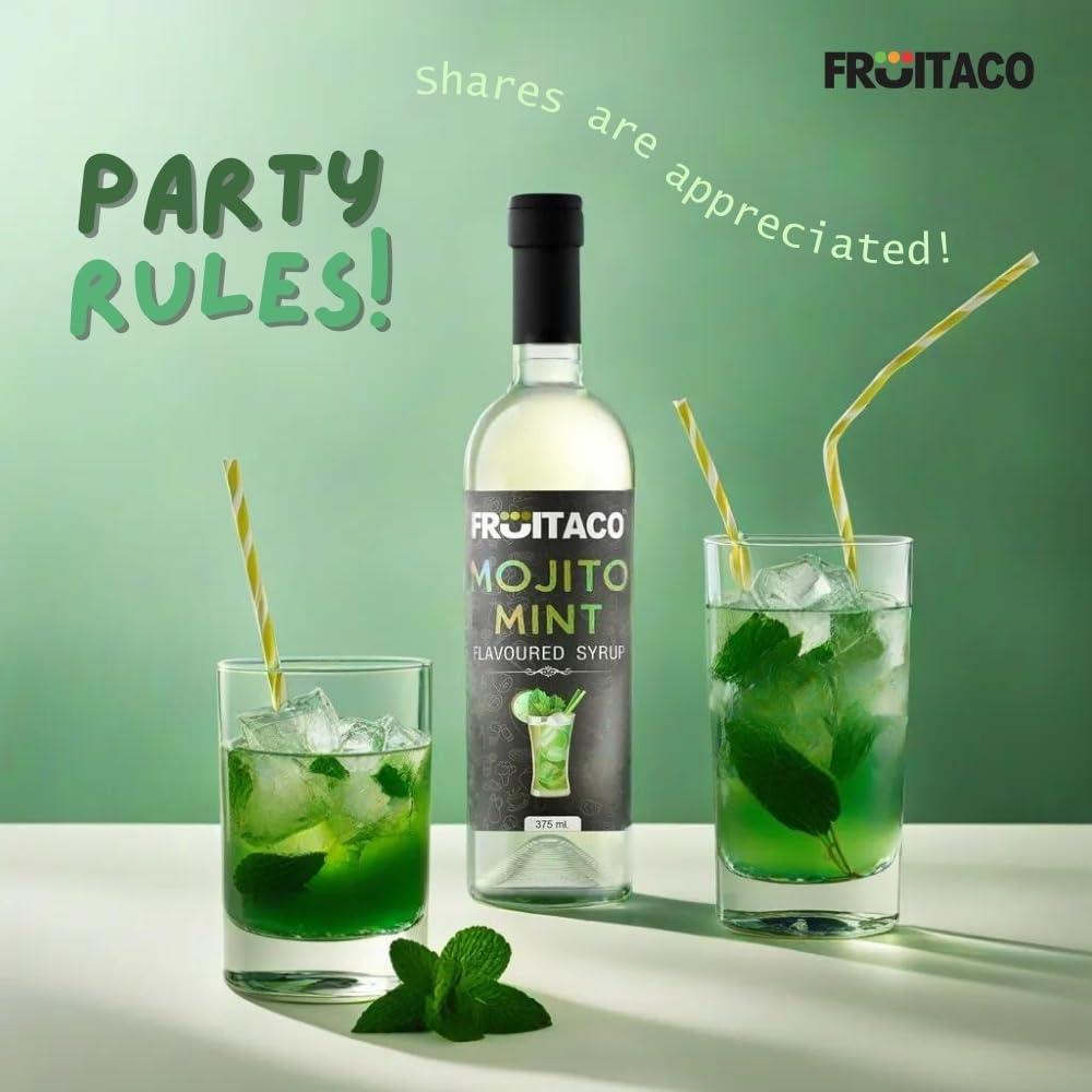 Fruitaco Fruitaco Blue Curacao Liquid Syrup Grenadine Green Mint Mojito Mint - Mocktail Syrup, Cocktail Mix, Cocktail Syrup Mojito Syrup Perfect For Mocktails&Cocktails,Mint Syrup Flavor Pack Of 4 (375 Ml)