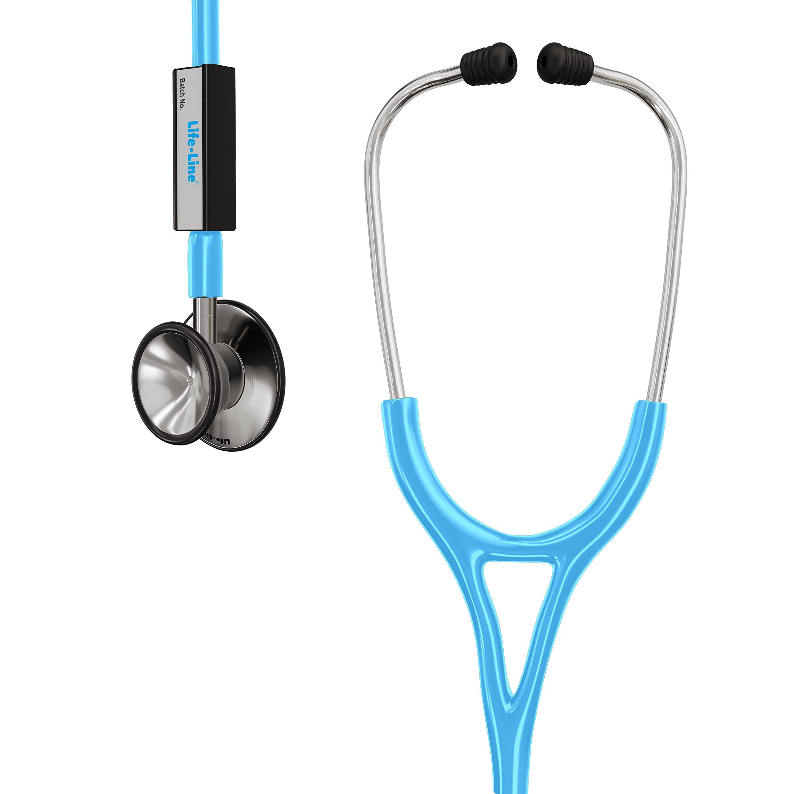 LIFE LINE LIFE LINE Cardio SS Stethoscope (Light Blue) | Single Side Diaphragm Stainless Steel Chest Piece for Adult | 2-way Tube | Suitable for Doctors
