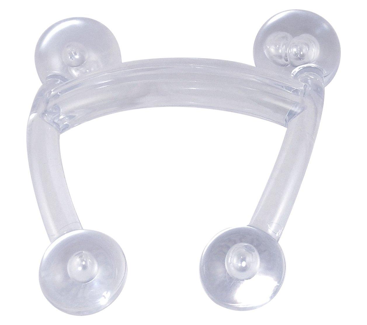 Tom David Lewis Hand Held Back Massager, 4-Point Quad Acupressure Design - Clear.