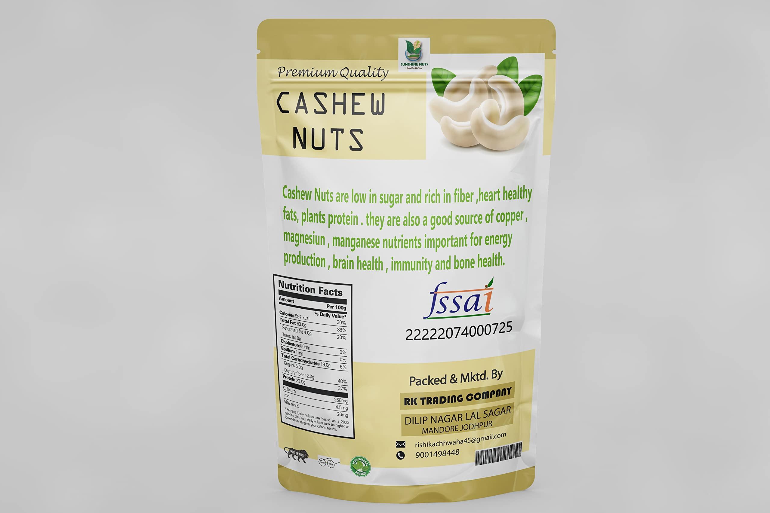 SUNSHINE NUTS SUNSHINE NUTS Cashews Crunchy Sabut Kaju Nuts, Nutritious & Delicious, Gluten Free & Plant based Protein (1 Kg) (1Kg)
