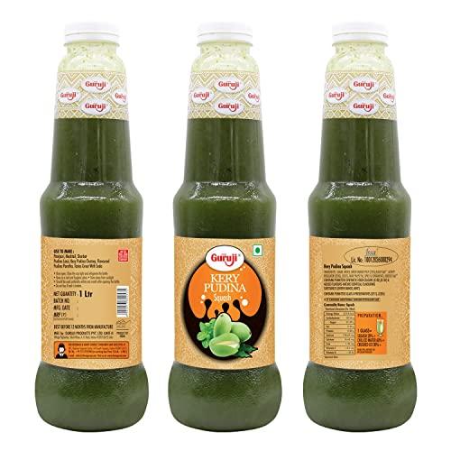 SHREE Guruji Shree Guruji Kery Pudina 1litr+ Kesar Thandai 1litr Dry Fruit Sherbet Instant Refreshing Drink for Summer special (Combo Pack)