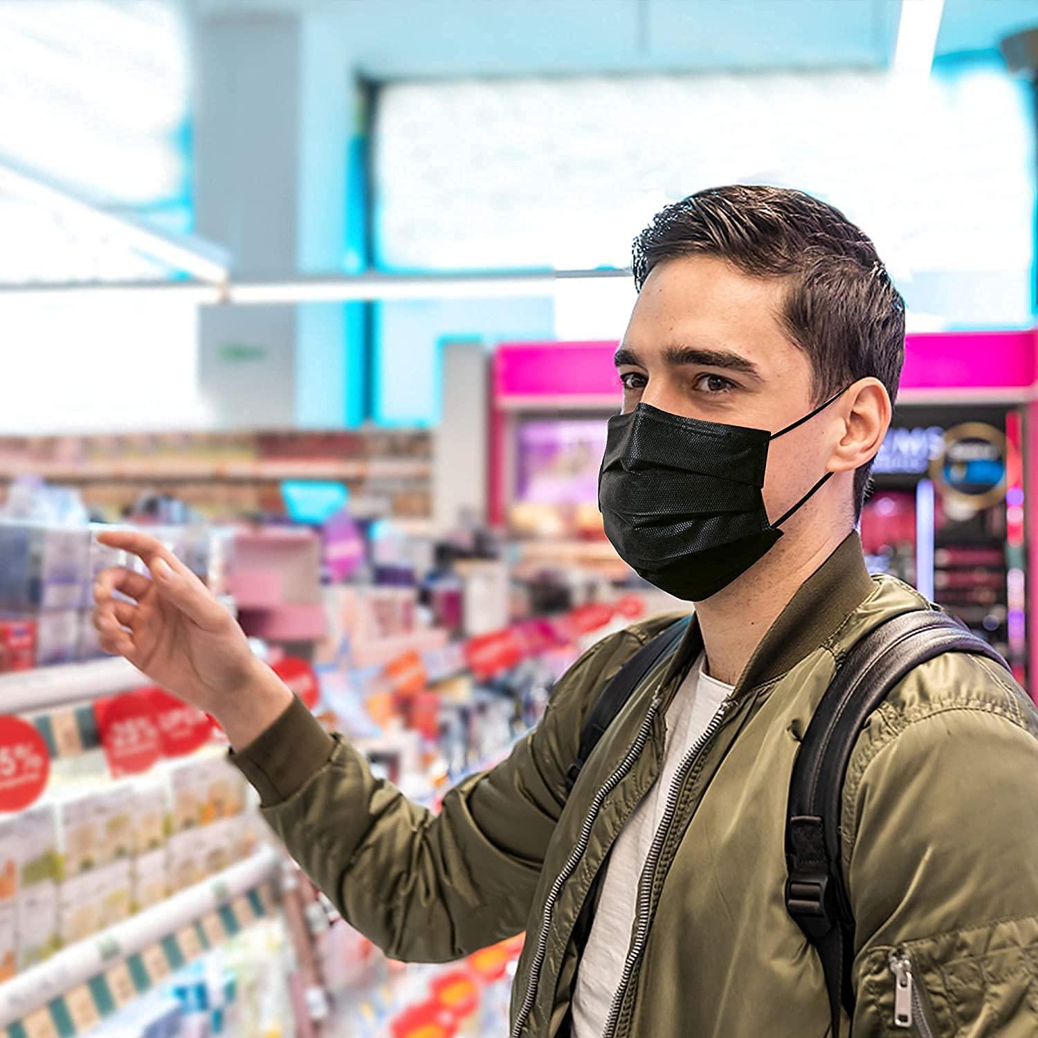 Skarink Skarink 3 Ply Disposable Surgical Face Mask Protective layer For Men And Women | Use and Throw Face Masks (50 Black)