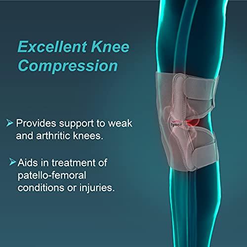 TYNOR Tynor Elastic Knee Support | Compression Sleeve for Knee Pain Relief, Joint Support for Men & Women, Lightweight & Breathable Brace for Sports, Gym, Exercise & Daily Use | Pack of 1 (Grey, Large)