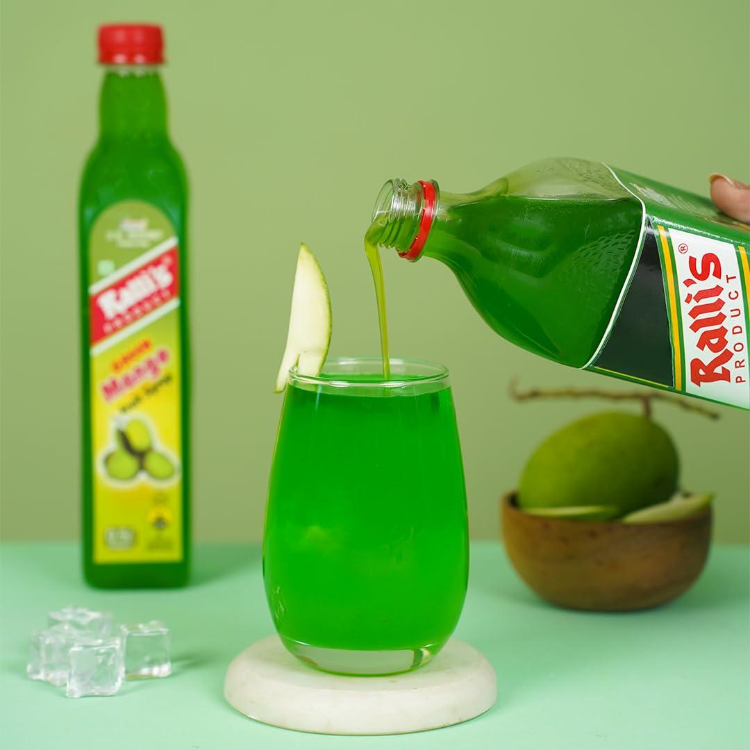 Ralli's Ralli\'s Tangy Green Mango Syrup 500ml: Cool Summer Refresher with Real Green Mango Pulp | Ready to Mix | Perfect for Cocktails, Mocktails, Juices & More!