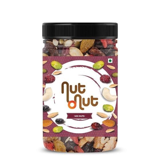 Nut O Nut Nut O Nut Healthy Mix Dry Fruits (Almond, Cashew, Walnut , Green And Black Raisin, Cranberry, Sunflower Seeds , Pumpkin Seeds) Nuts and Dry Fruits (Jar pack) 700g Power of 9 Dry Fruits Protein Rich Snack