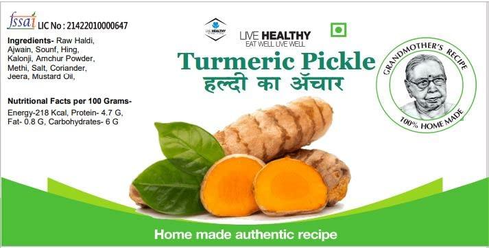 Generic \"Live Healthy\" Homemade Haldi/Turmeric Pickle/Achaar | Pack of 1 (Kachchi Haldi ka achar, 500 Grams)