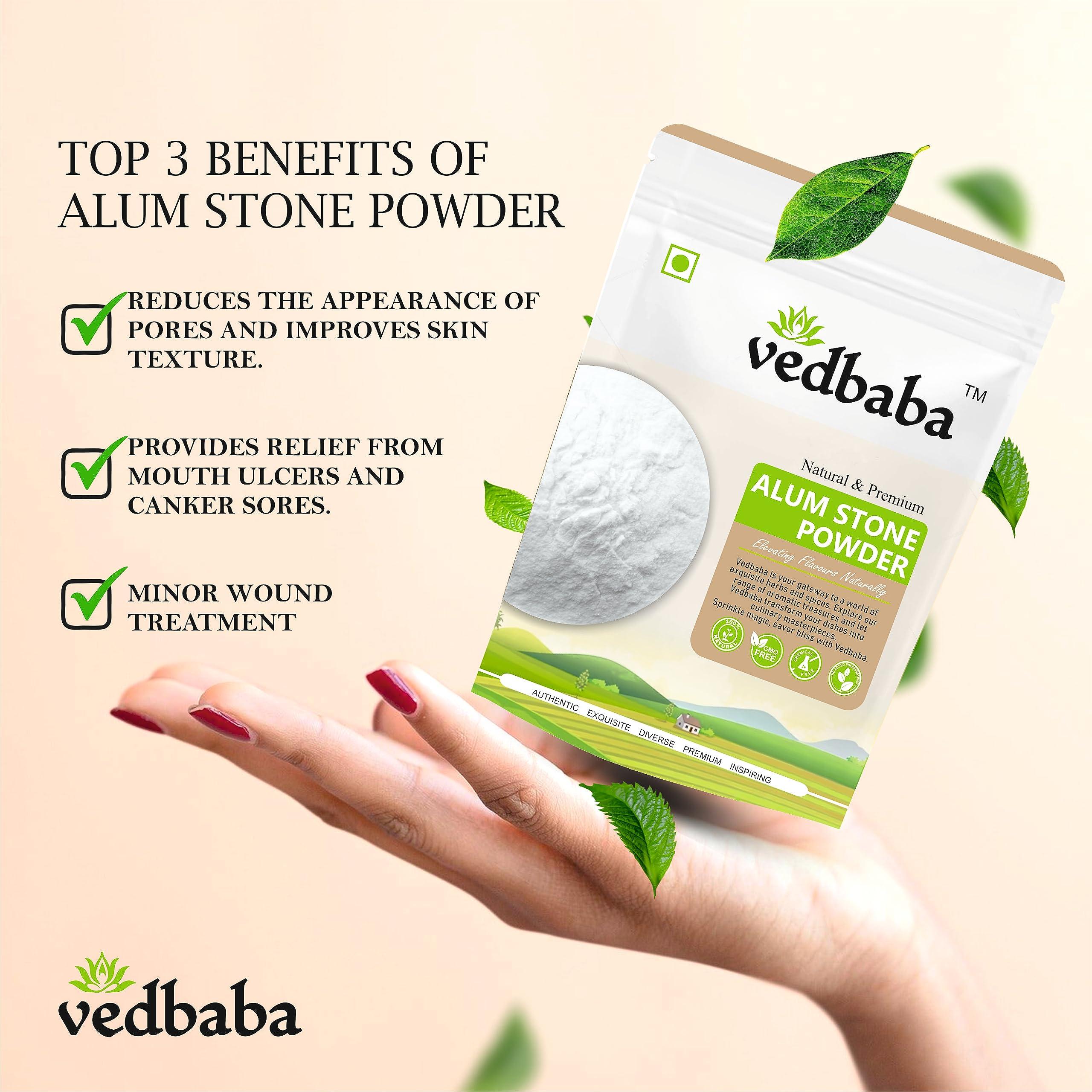 Ved Baba Vedbaba Alum Stone Powder - 400 GM, Fitkari | Phitkari | Canker Sores | Skin Tightening | Flower | Crystals | Aftershave | Water Purification | Facial Hair Removal (400 GM)