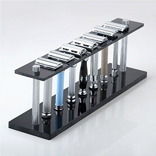 PEARL Pearl shaving multi razor stand - seven razor holder - Compatible with All Brands of Standard Sized and Long Handled Double Edge Safety Razors SMS-7R (Black)