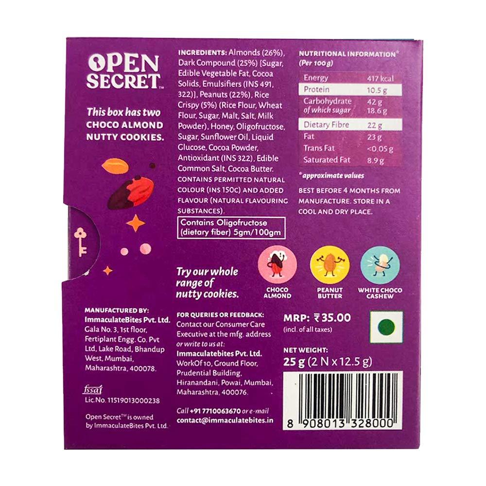 Open Secret Open Secret Biscuits|Pack Of 15|Cookies, Cookies Biscuits, Chocolate Cookies, Protein Cookies, Healthy Cookies, Premium Choco Almond Cookies, Cookies Gift Packs (Pack Of 15 X 2 = 30) - 0.84 Kg