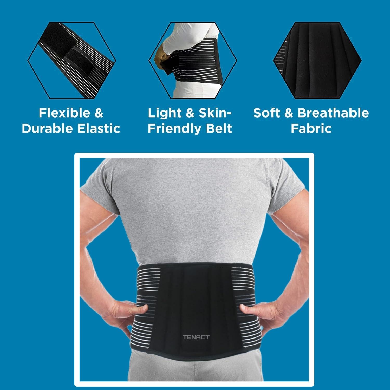 TENACT TENACT Neoprene Premium Lumbar Support Belt For Backpain Relief Compression Lumbo Sacral Dual Strap Adjustable Posture Belt For Men And Women (Xxl)