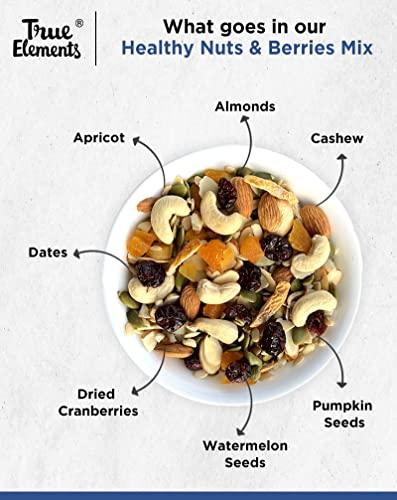 True Elements True Elements Healthy Nuts And Berries Mix 200gm - Roasted Dry Fruits | Nuts and Berries | 43% of Premium Cashews & Almonds