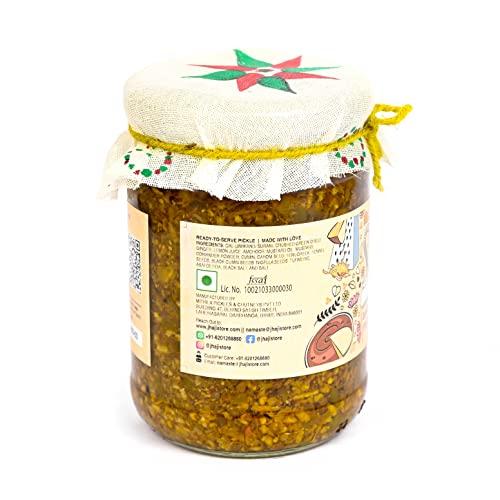 JhaJi - Taste of Mithila JhaJi - Taste of Mithila Oal Ginger Chilli Mix Pickle | Tangy, Spicy, And Gingery Aftertaste | Grated Jimikand Pieces | Sun-Dried | Bihari-Style Homemade Pickle, 500G