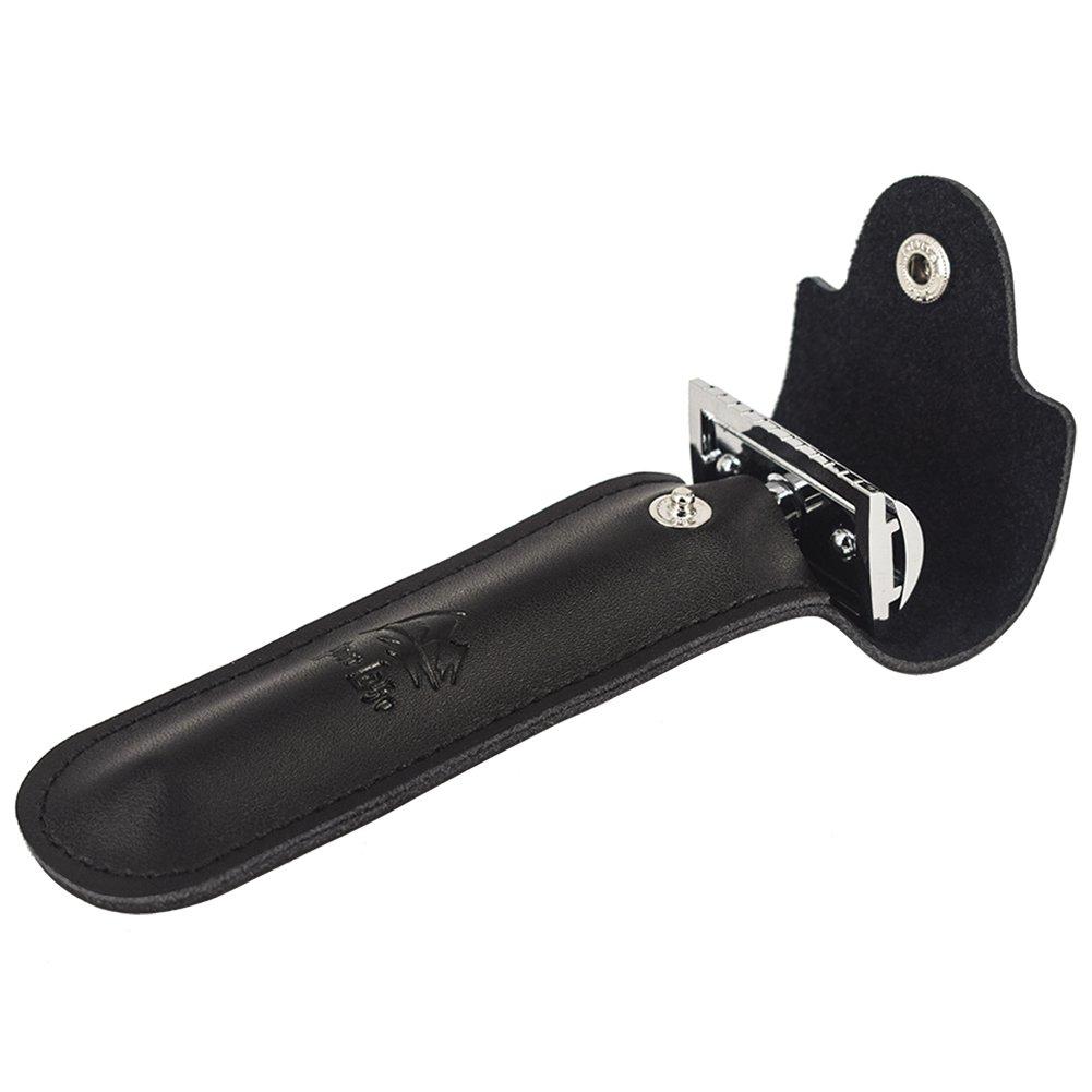 River Lake Leather Case Razor Protective Travel Case for Leather Case Safety Razor's Double Edge Safety Case Cover with Felt Lining from RIVERLAKE