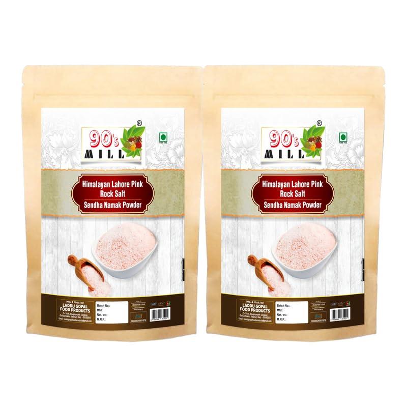 90\'s MILL 90\'s MILL Ekadashi Fast Upwaas Upwas Vrat Ke Liye Salt | Himalayan Pink Rock Salt Powder | Saindhava Lavana Sendha loon namak with Natural Trace Minerals-1900GM*2Pack