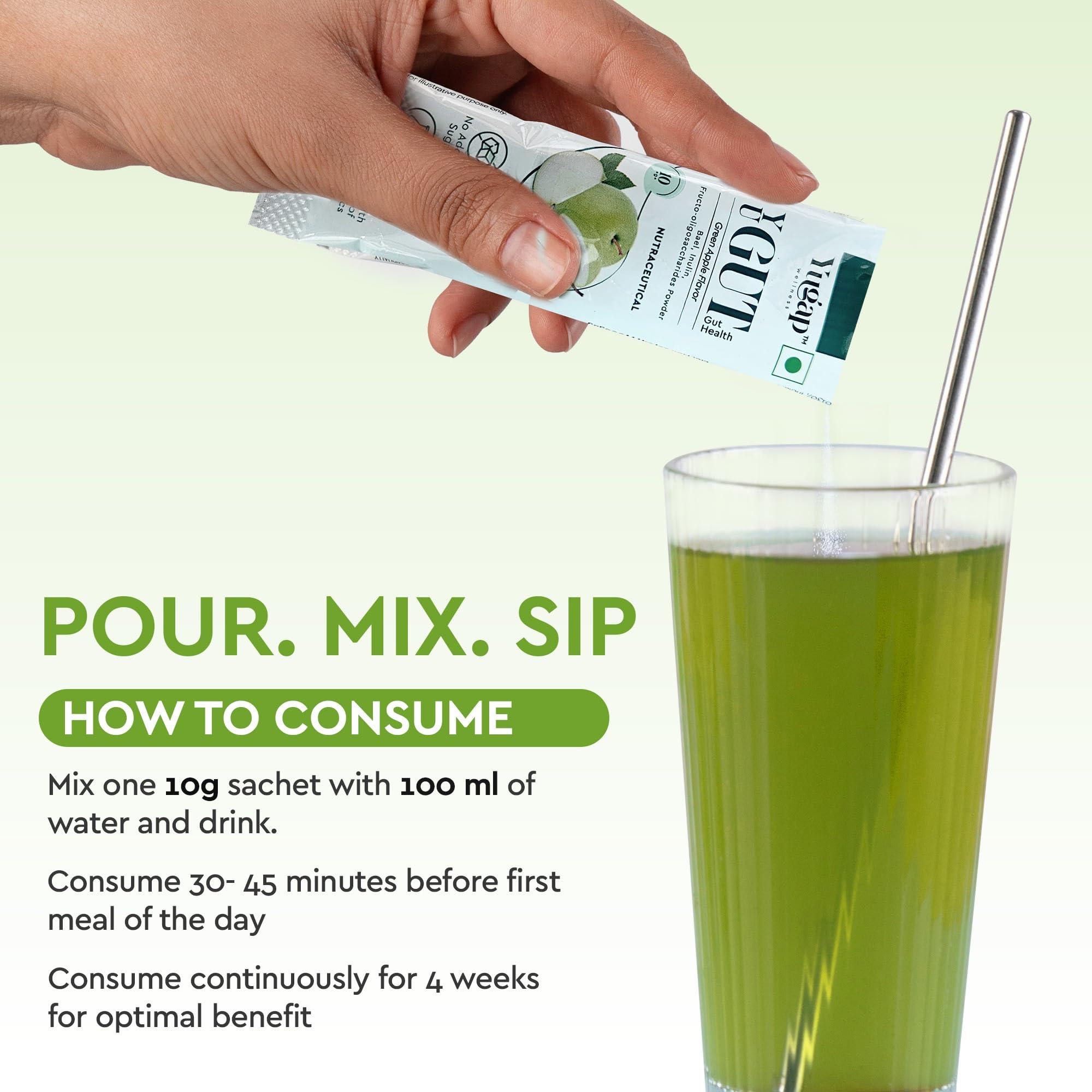 YUGAP WELLNESS Yugap Yugut Health Sachets | Bael Extract, Prebiotic Dietary Fiber | Supports Digestive Health, Regular Bowel Movements, Gut Integrity, and Immune Function (Pack of 1)