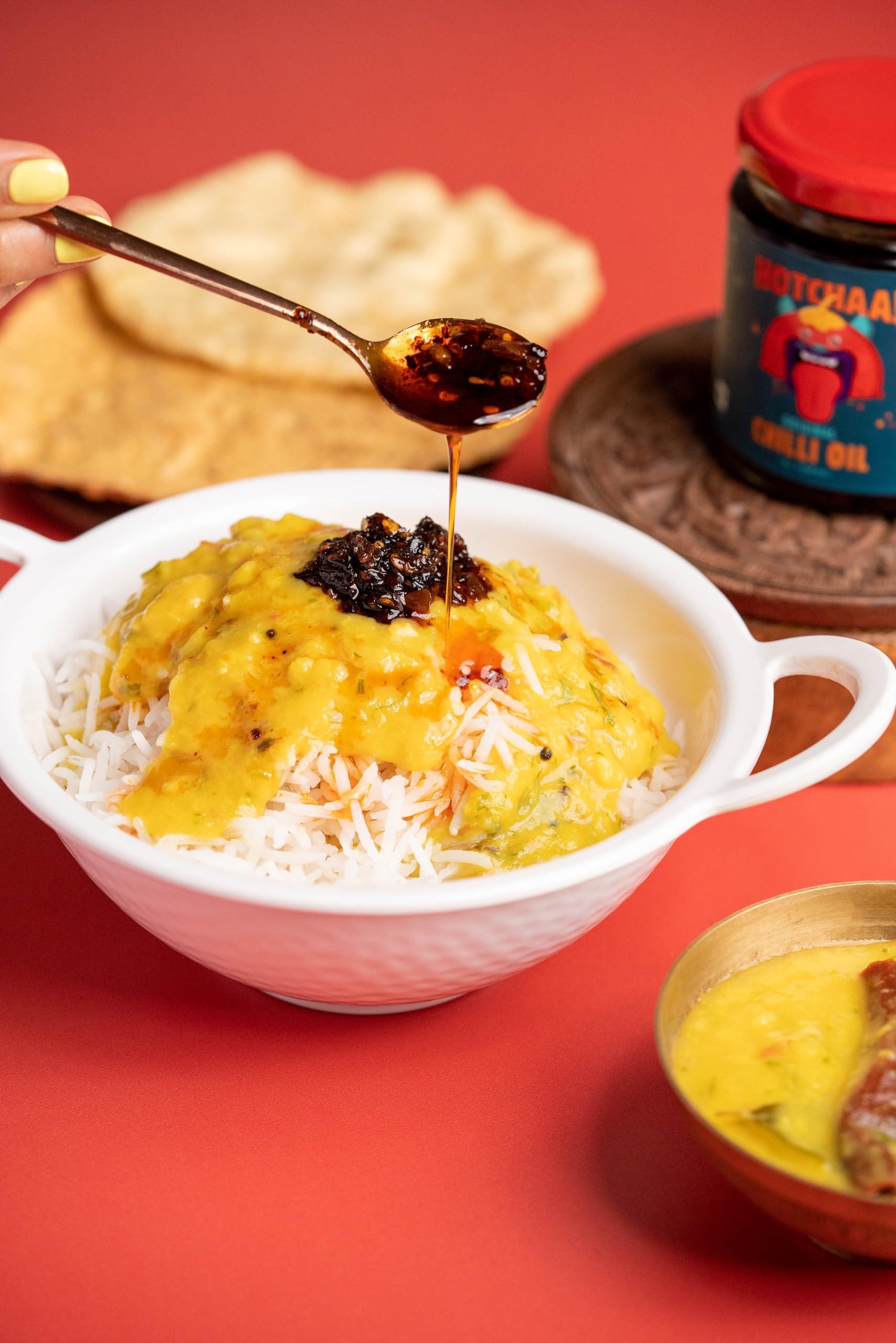 HOTCHAA HOTCHAA Hot Chilli Oil Original - No MSG | Umami Spicy Flavourful Garlicky Aromatic | Vegan | Cooking | Dipping | All Purpose | For Pasta Pizza Noodles Eggs And Momos 170g Hot Chilli Oil