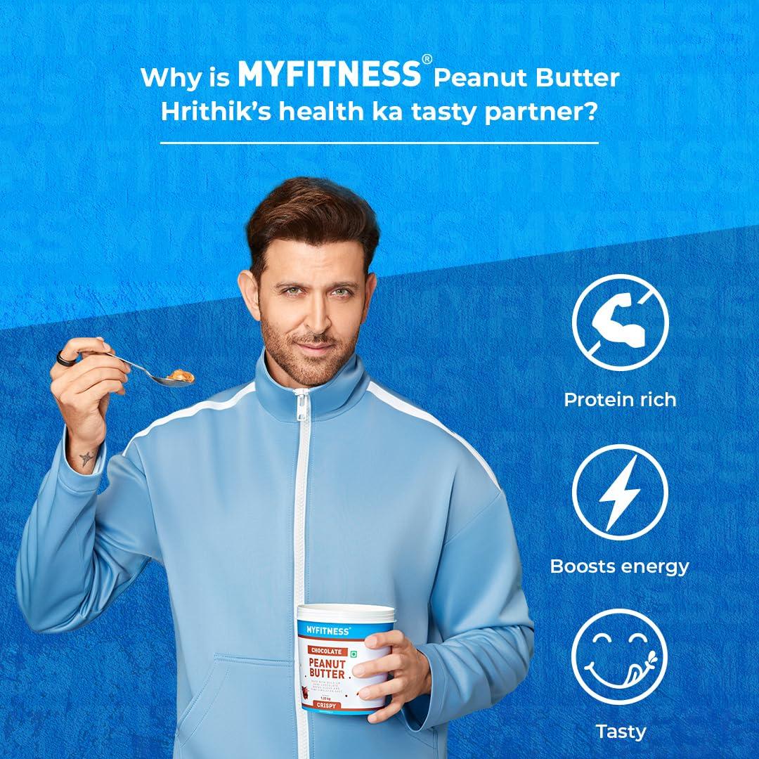 MYFITNESS MYFITNESS Original Peanut Butter Crunchy 510g | 25g Protein to Boost Energy & Happilo 100% Natural Premium California Almonds 200 g Dried