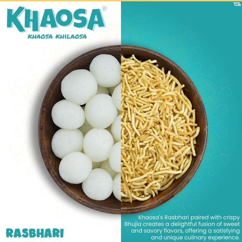 Khaosa Khaosa Rasbhari | 3Kg | Gourmet, Soft Rasbhari | 16 Pieces in 1 Tin | Traditional Mithai | Irresistible Flavoured Rasbhari | Exotic Gift-worthy Rasbhari Treat | Easy-To-Carry Rasbhari Box