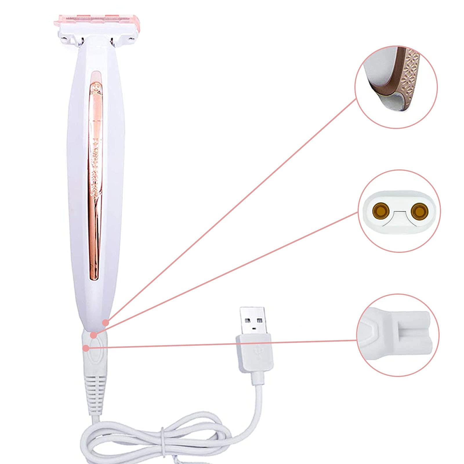 LinMei Women Shaver Replacement Heads and Trimmer USB Charging Cable Compatible with Finishing Touch Flawless Body Rechargeable Ladies Shaver with 2 Cleaning Brushes