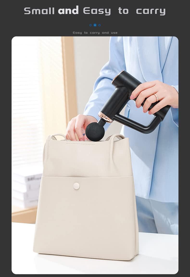 CASSOWARY CASSOWARY Newest Chiropractic Rechargeable Small Facial Gun Deep Tissue Massage Gun with 6 speed setting Portable Electric Handheld Body Massager for Back Neck Pain Relief (Black)