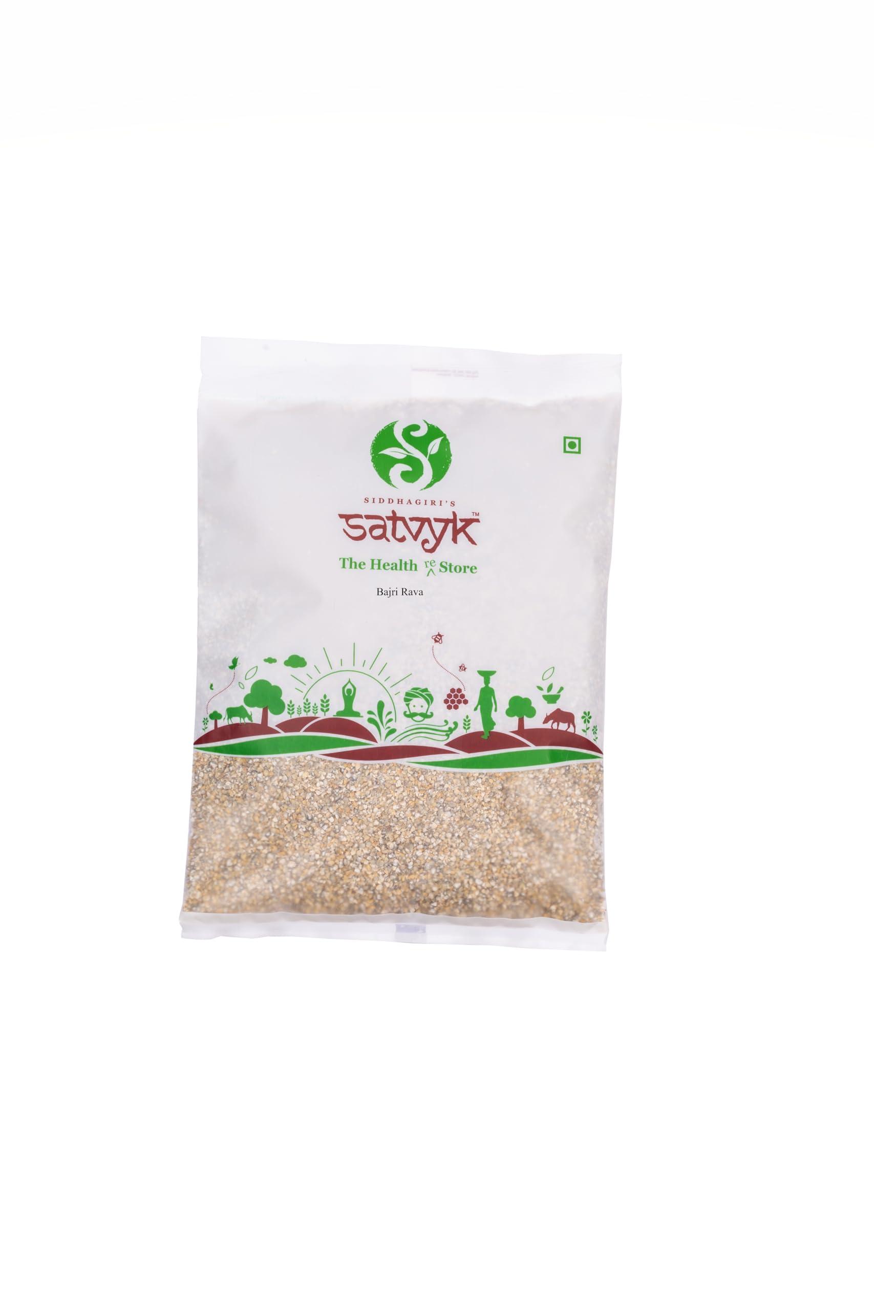 S Siddhagiri\'s SATVYK THE HEALTH re STORE S Siddhagiri\'s SATVYK THE HEALTH re STORE Organic Bajra Rava (250gm) - Unpolished Pearl Millet Suji | Stoneground Millet Rava Upma | Pearl Millet Upma Rava | High Plant Protein & Fiber